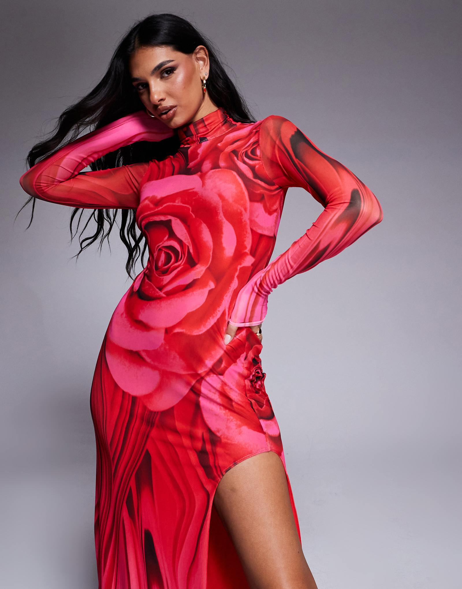 Платье макси-длины AFRM Sonya с высоким разрезом из высококлассного розового цвета