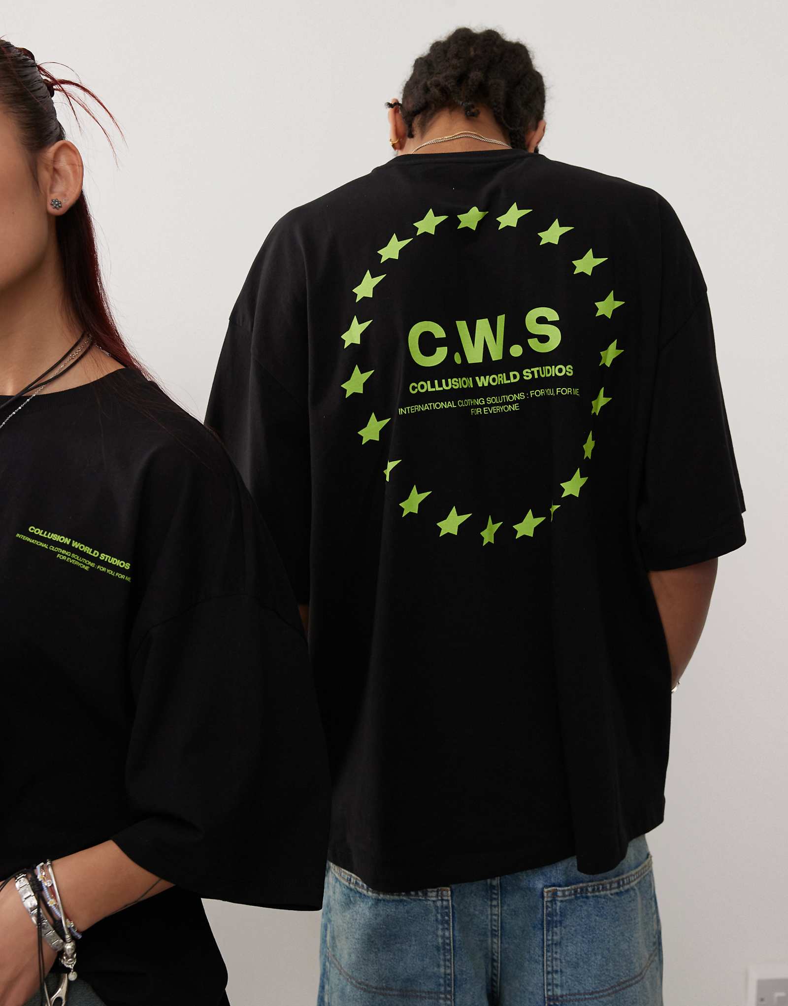 Футболка COLLUSION Unisex graphic с квадратным рисунком черного цвета 3390₽