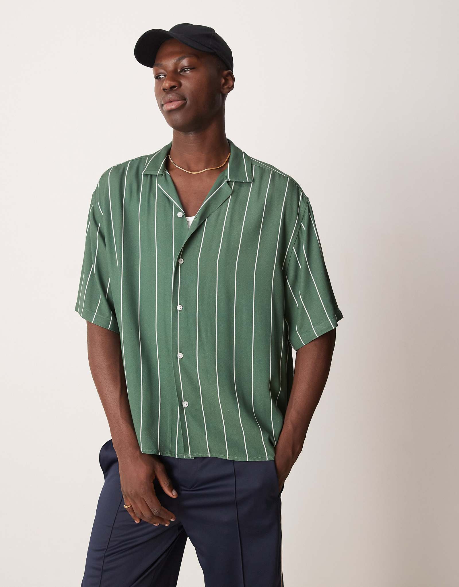 ДИЗАЙНЕРСКАЯ рубашка оверсайз в квадратную полоску зеленого цвета от ASOS DESIGN 7290₽