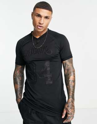 Черная футболка с цветочным принтом и логотипом SikSilk