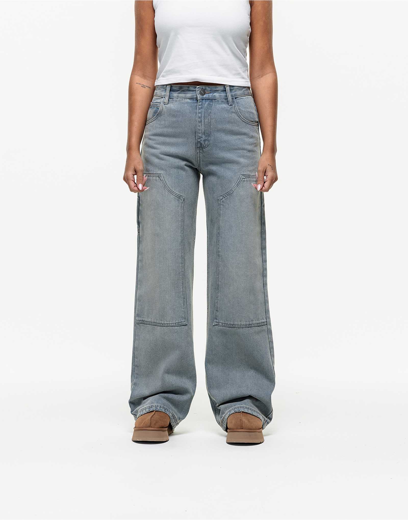 Джинсы Good For Nothing из плотницкого денима песочно-синего цвета 5490₽