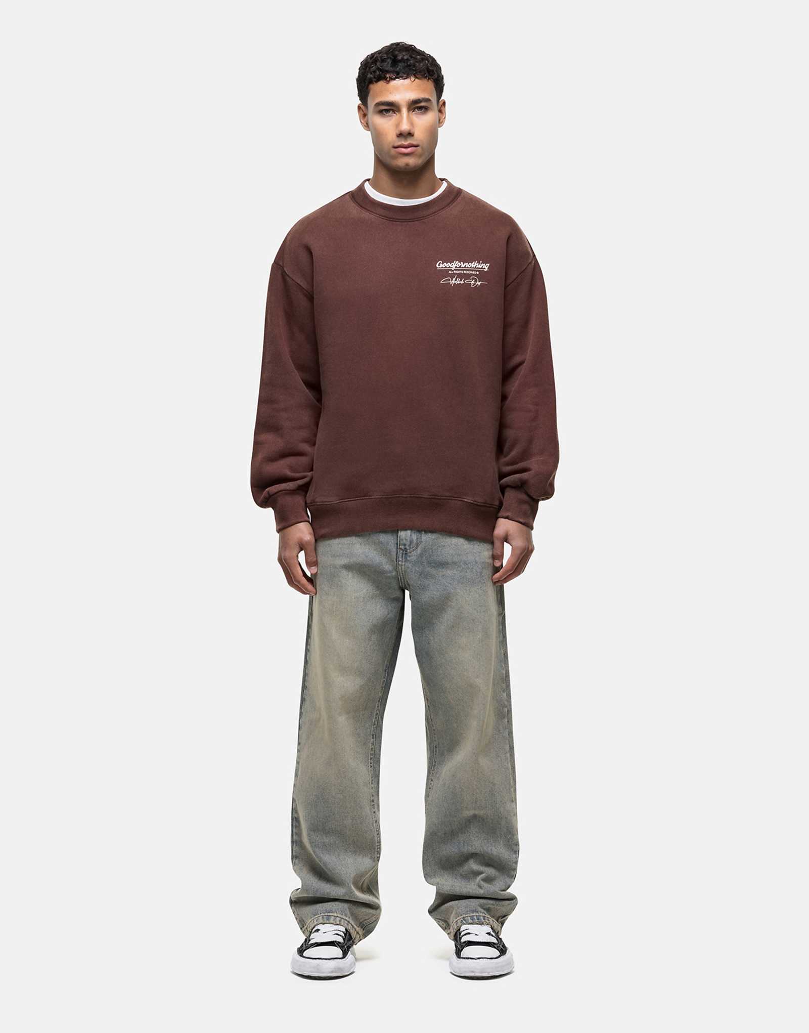 Культовая толстовка Good For Nothing с графическим рисунком стираного коричневого цвета 7090₽
