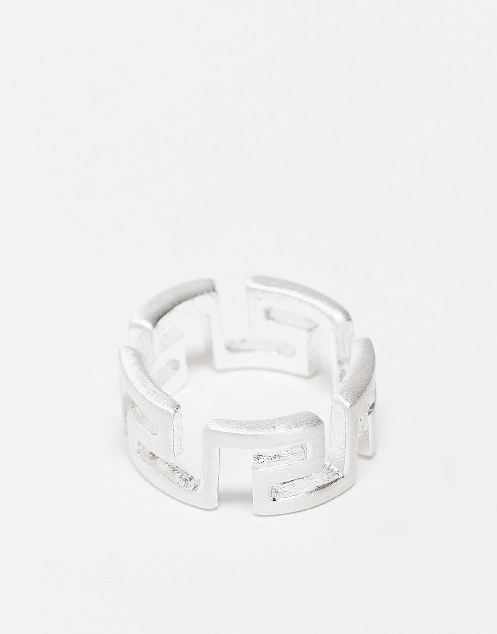 Кольцо ASOS DESIGN Greek wave band в серебристом цвете 2390₽