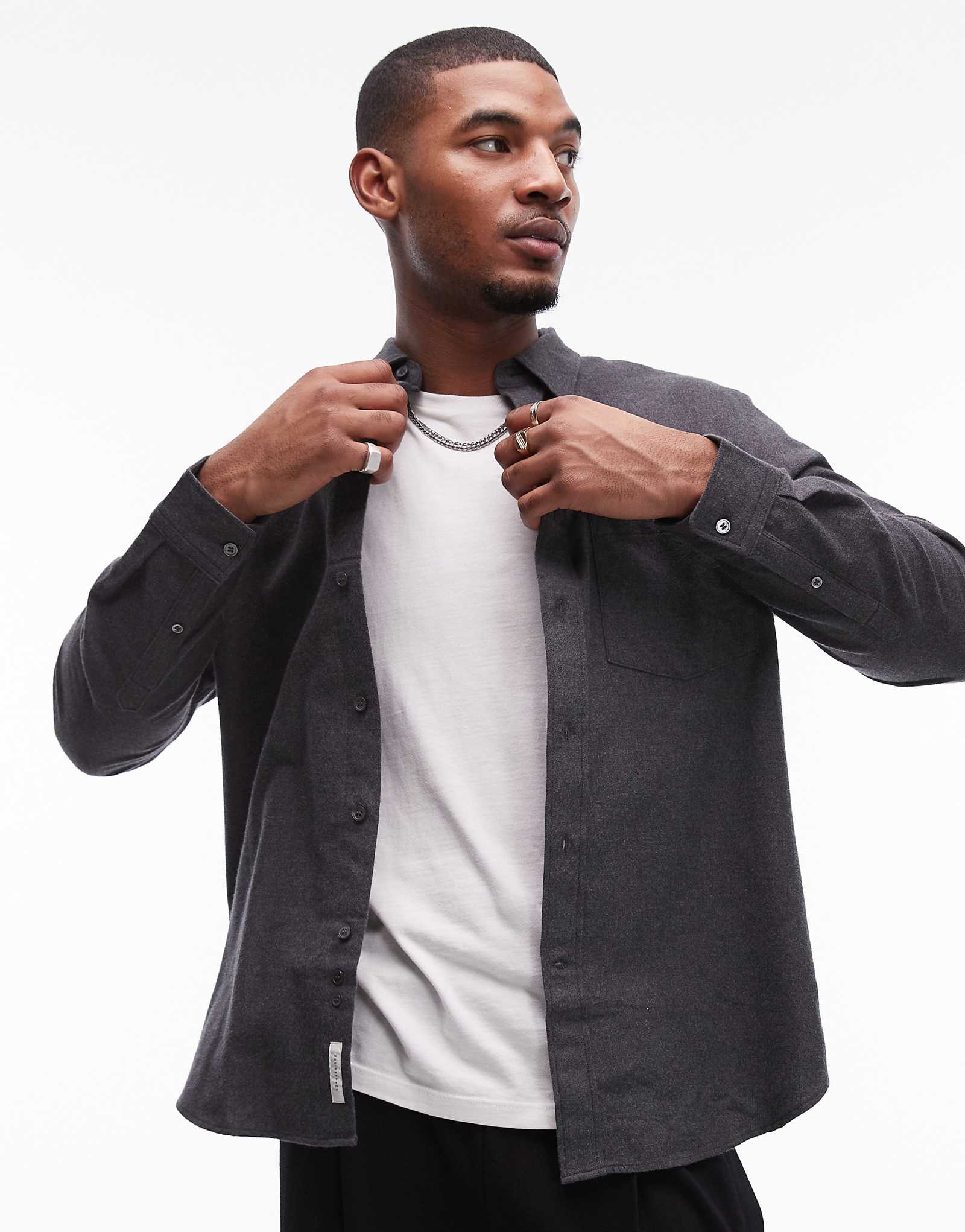 Фланелевая рубашка свободного покроя ARKET серого цвета 12690₽