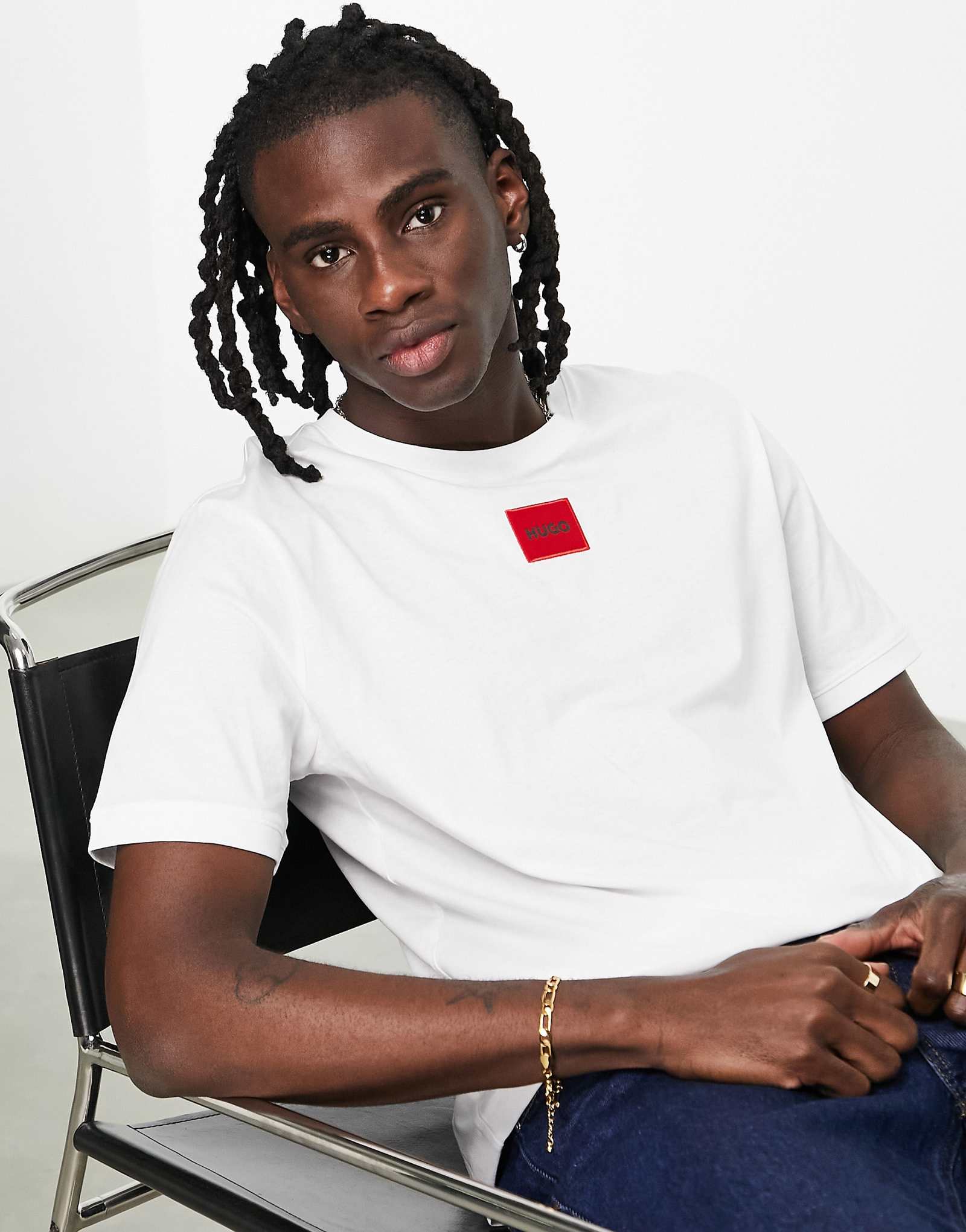 Футболка с логотипом Hugo Diragolino box белого цвета