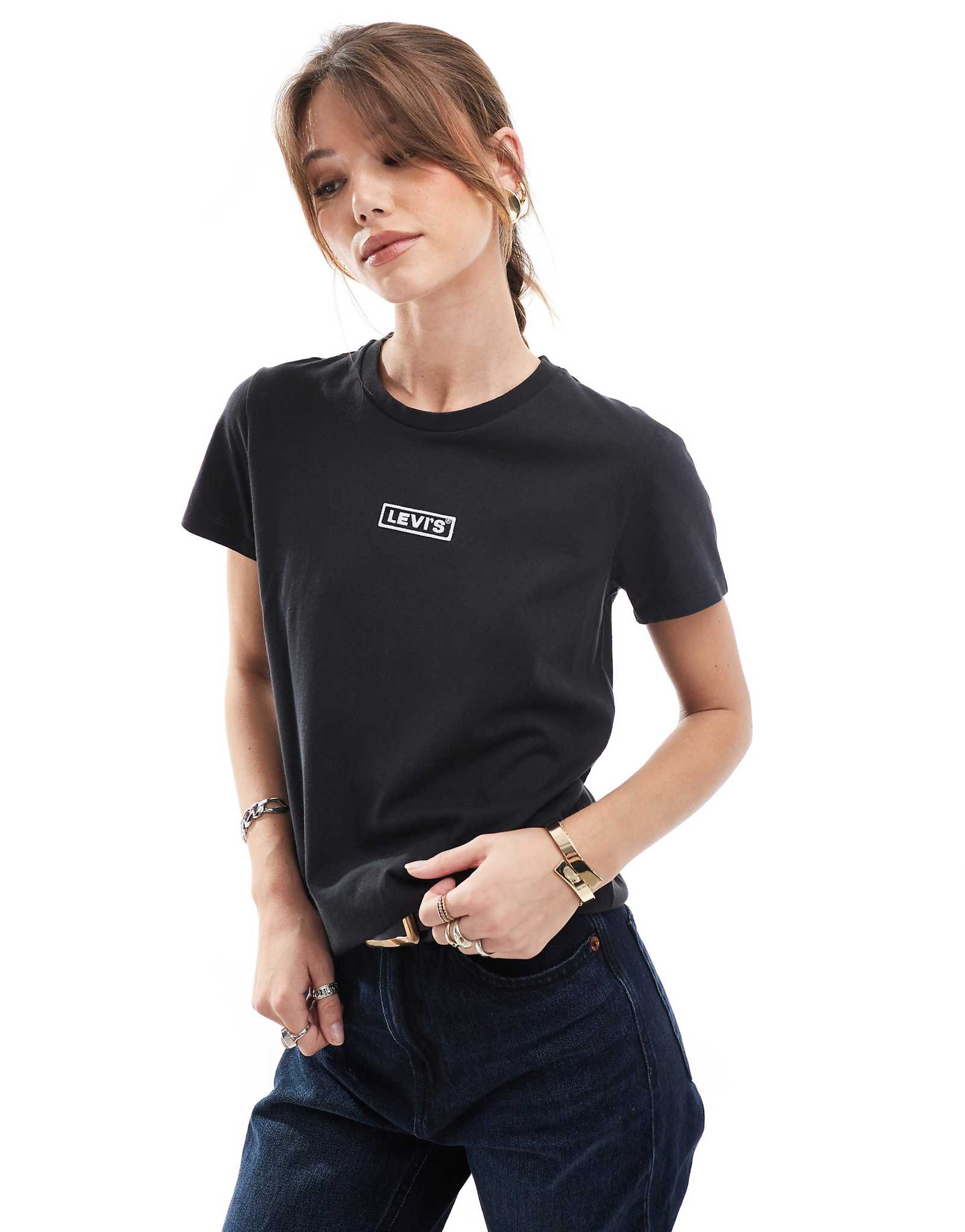 Футболка с логотипом Levis perfect shine box tab черного цвета 5090₽