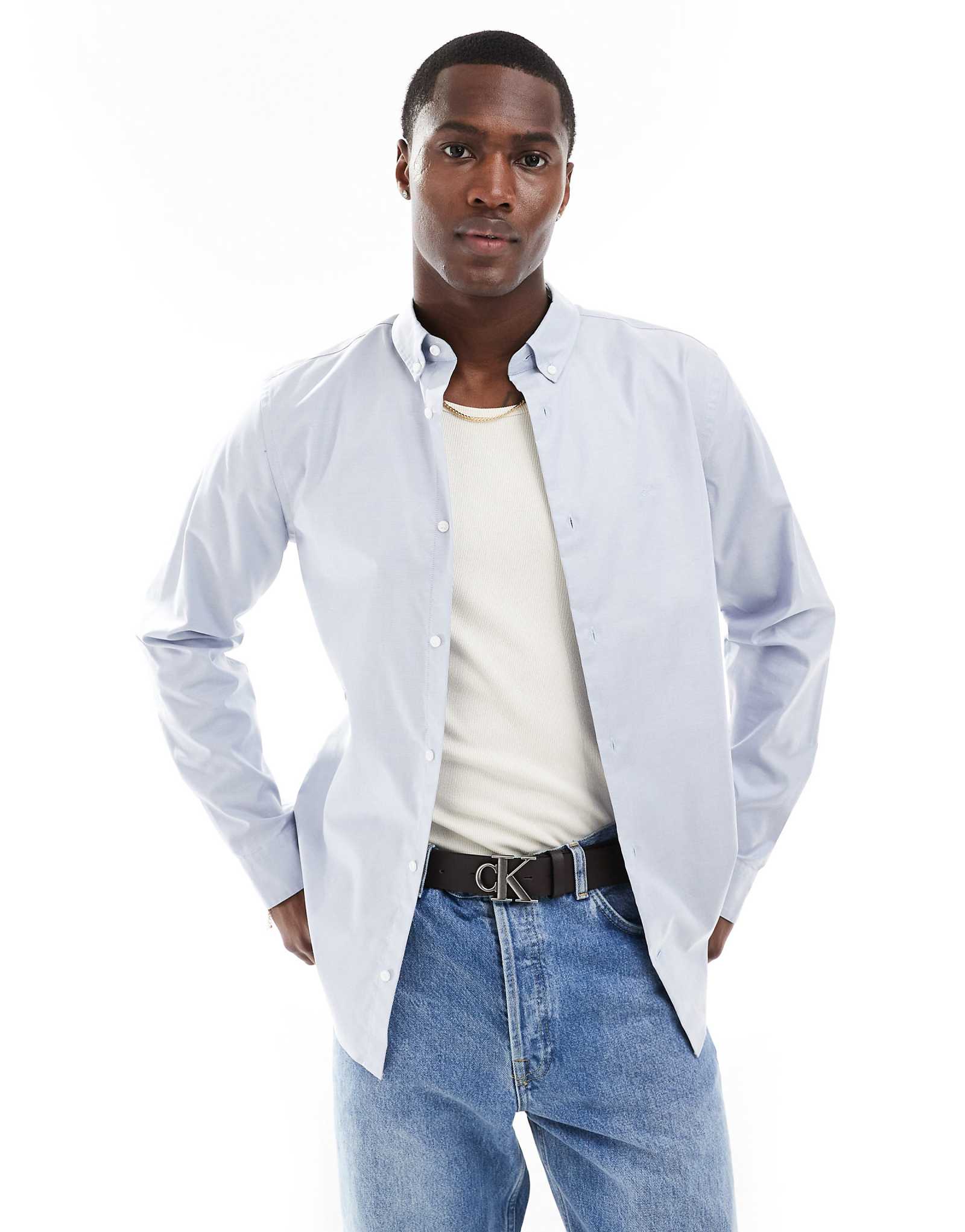 Оксфордская рубашка Calvin Klein светло-голубого цвета 13290₽