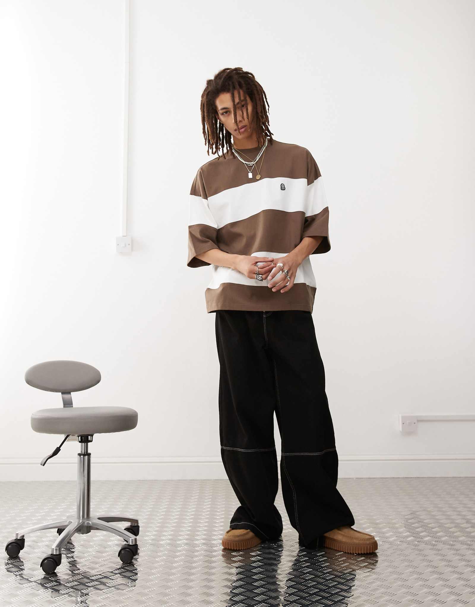 Футболка большого размера Dr Denim Curtis в темно-коричневую полоску 13290₽