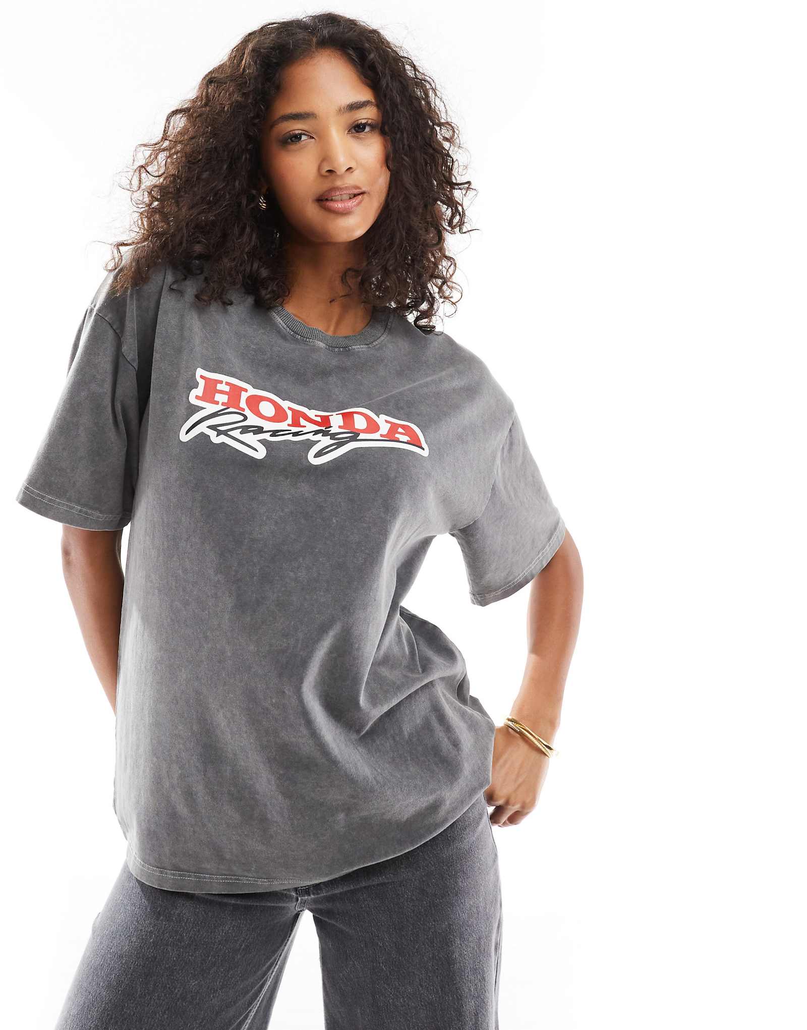 Застиранная серая футболка Daisy Street honda racing