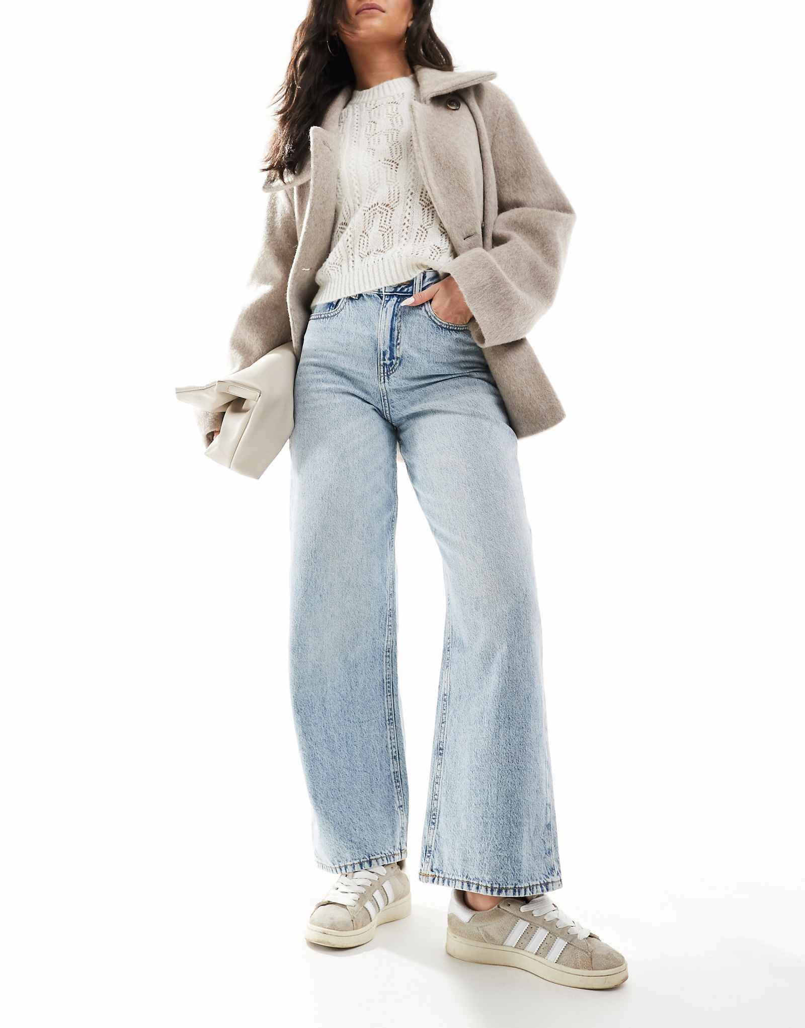 Джинсы JJXX Tokyo широкого покроя с выбеленными синими полосками 14290₽