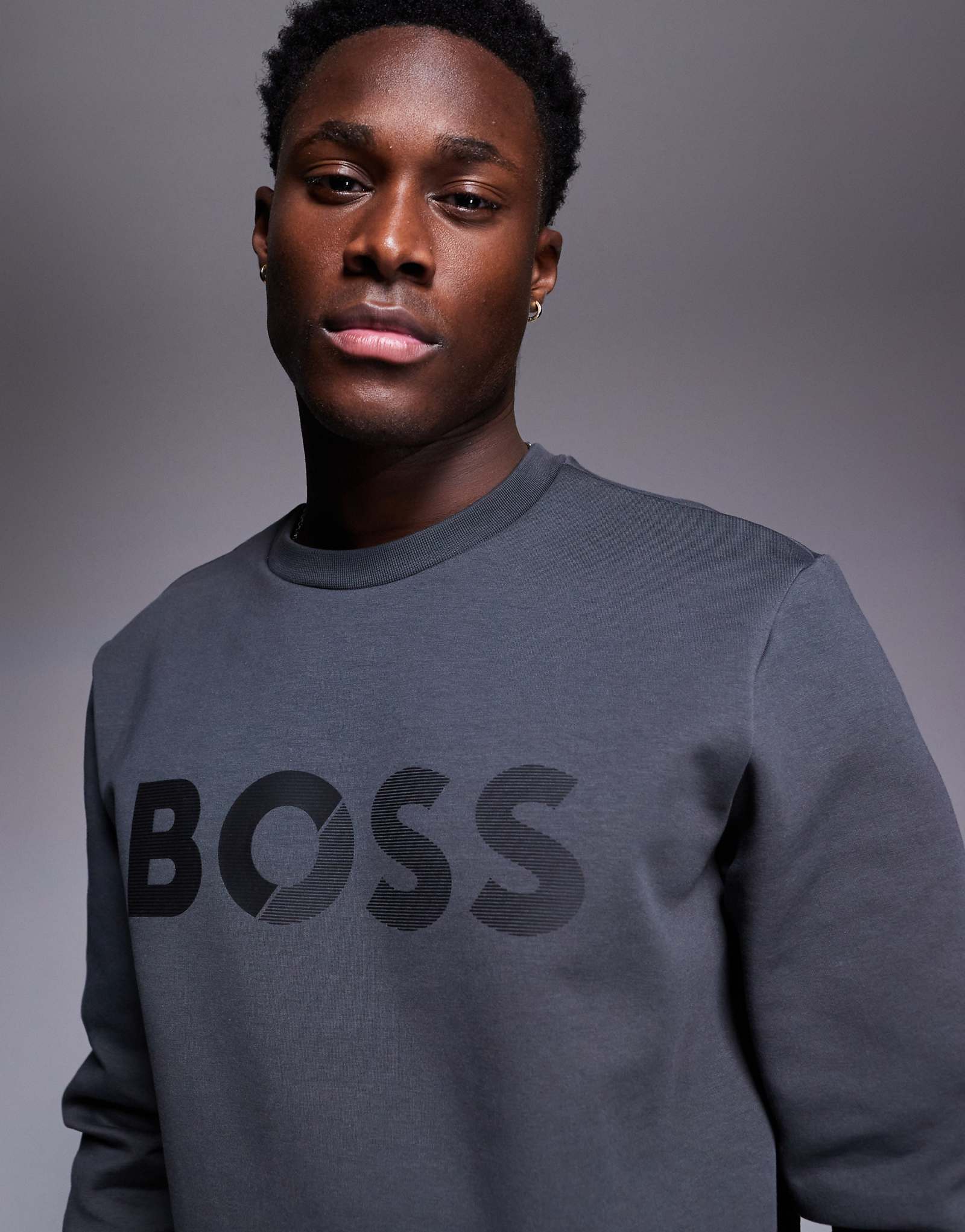 Толстовка с логотипом BOSS Green Salbo Tape обычного кроя темно-серого цвета - часть комплекта 27590₽