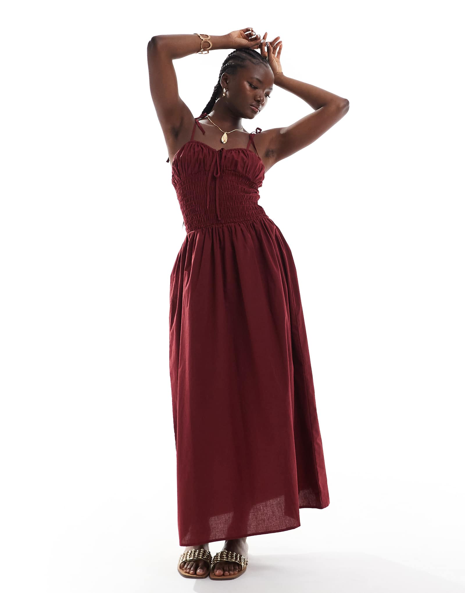 Пляжное платье Эсме с гофрированными деталями красного цвета 9590₽