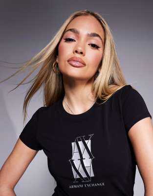 Футболка с логотипом Armani Exchange central черного цвета