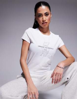 Футболка с логотипом Armani Exchange central белого цвета