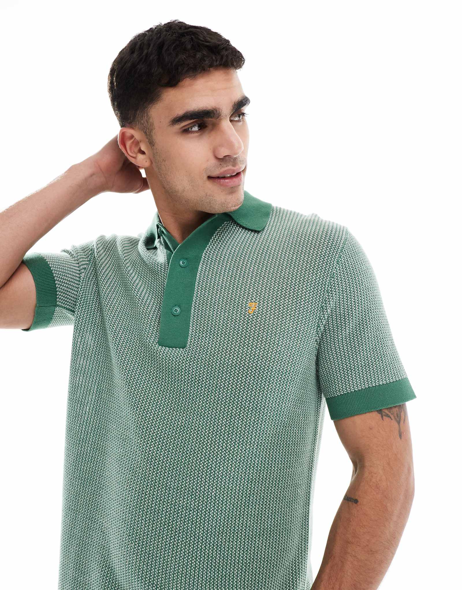 Вязаное поло Farah Sandford зеленого цвета 25090₽