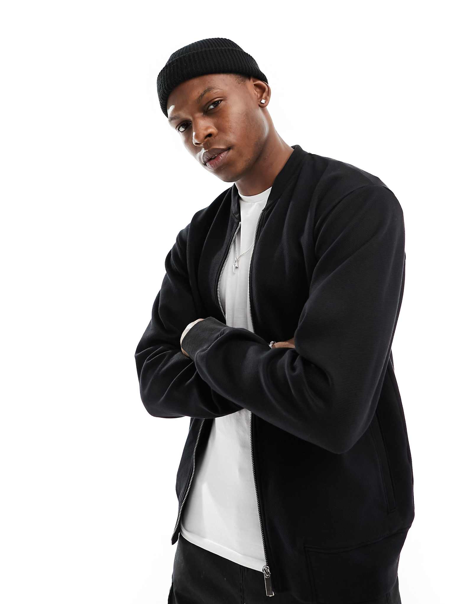 Спортивная куртка-бомбер Selected Homme Mack черного цвета 21490₽