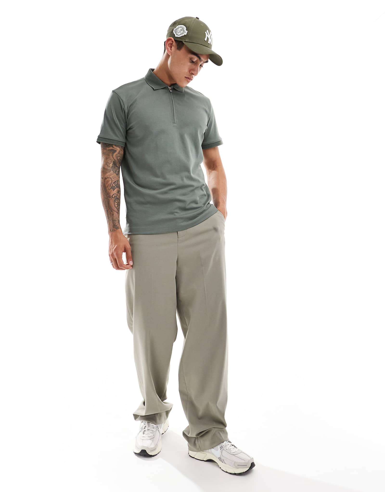 Рубашка-поло Selected Homme на молнии зеленого цвета 11790₽