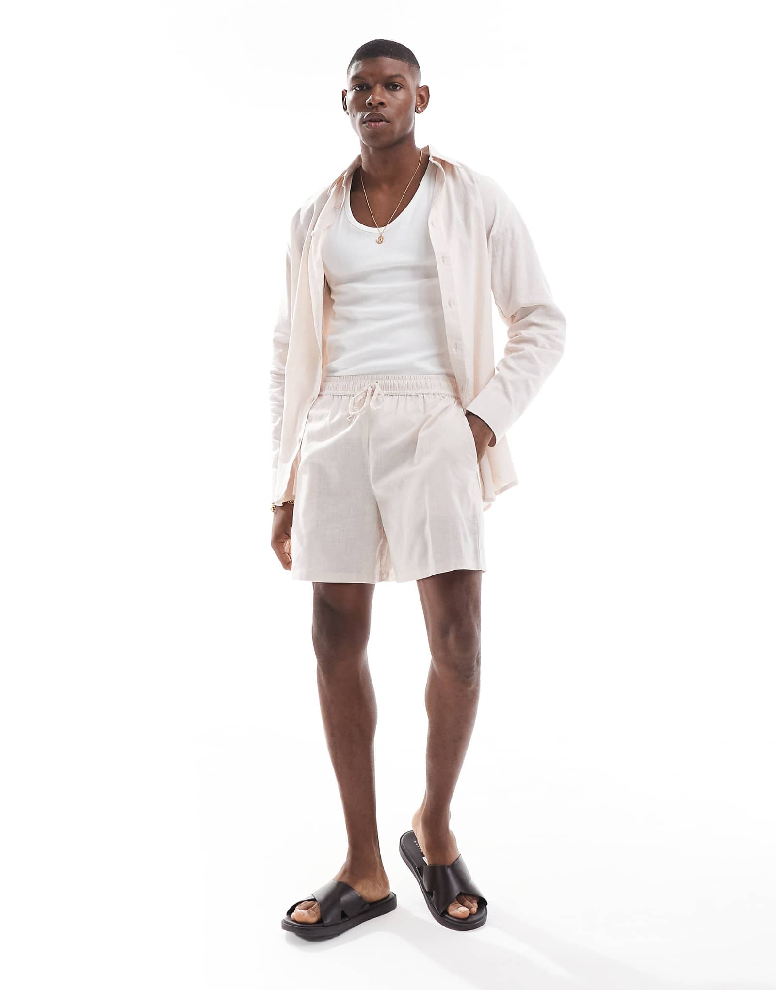 пляжное короткое белье sol beach на завязках бежевого цвета