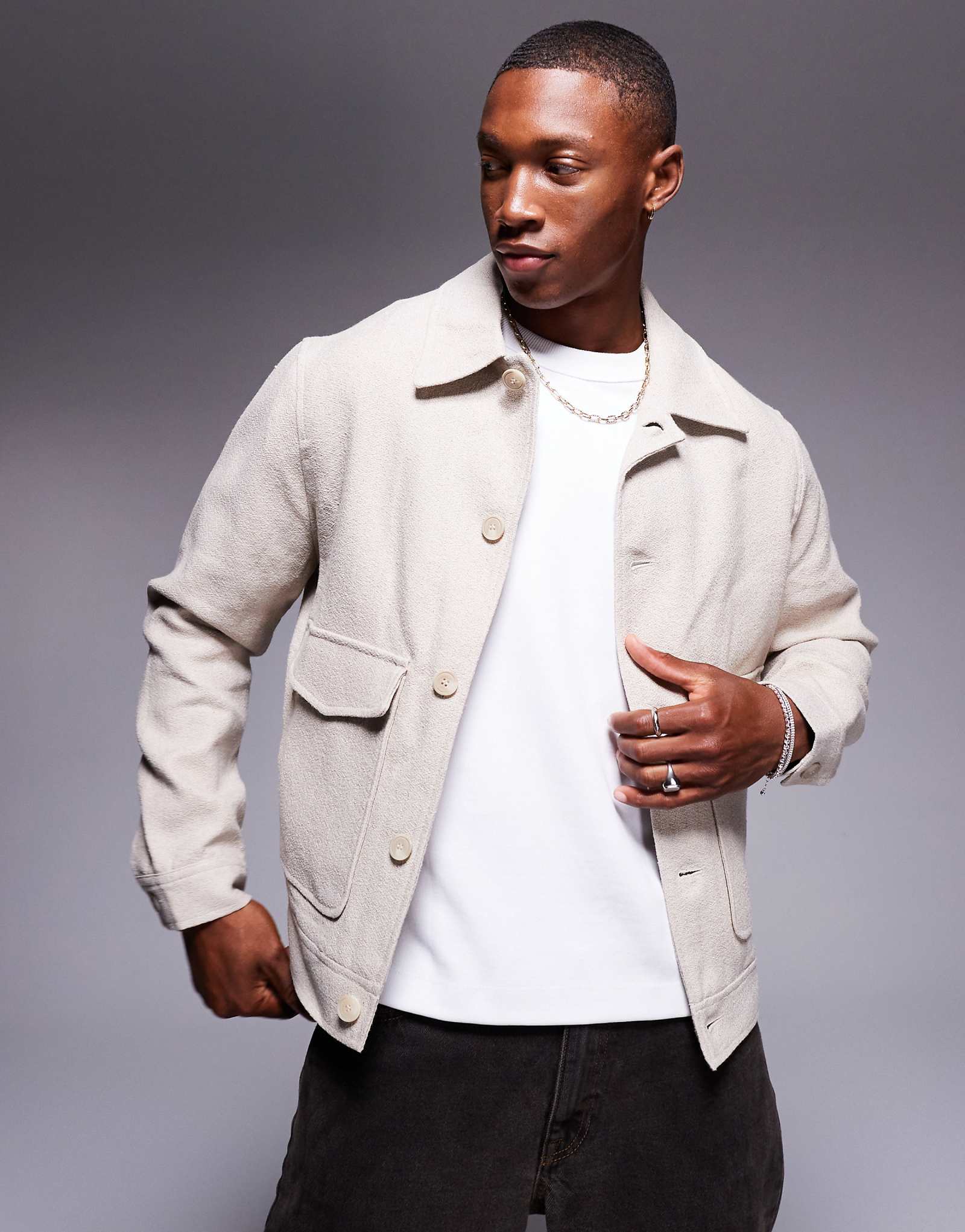 Верхняя рубашка из льна River Island бежевого цвета 16190₽