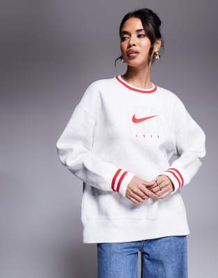 Флисовая толстовка Nike Phoenix оверсайз серого и красного цветов