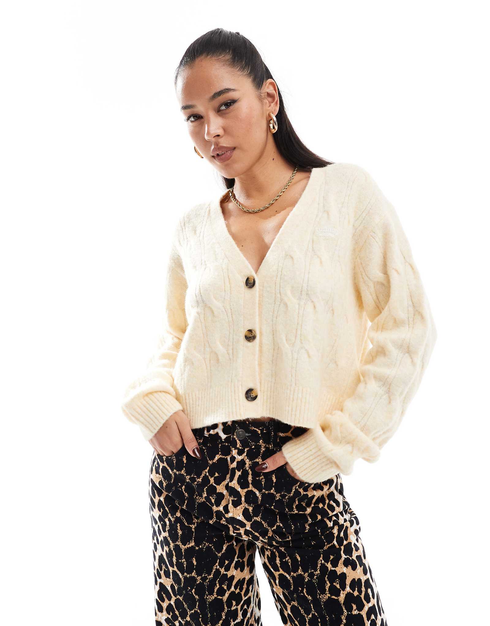 Плотный кардиган из мягкой трикотажной ткани Tommy Jeans масляно-желтого цвета 17090₽