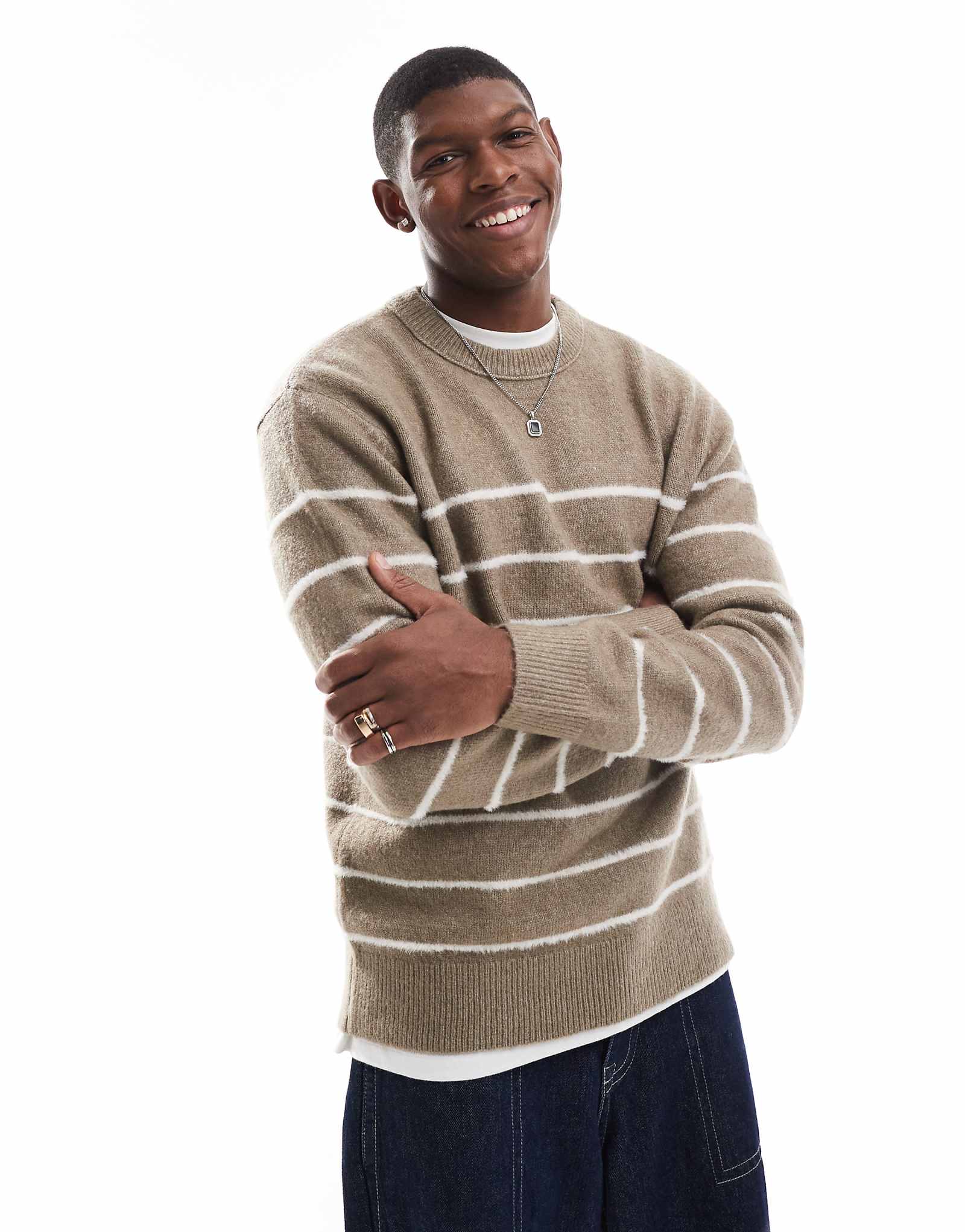 Вязаный свитер River Island в каменную бретонскую полоску 6390₽