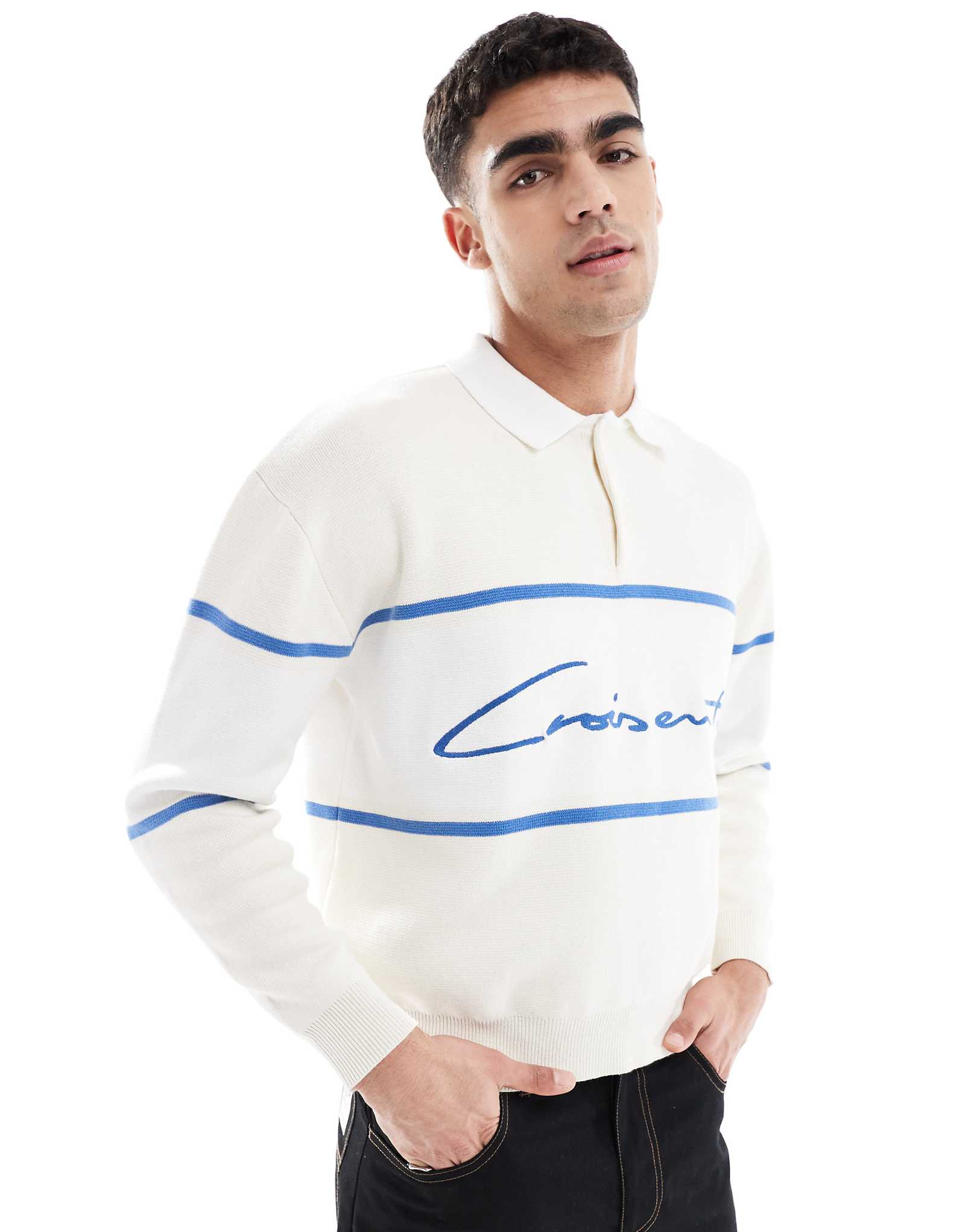 Вязаное ретро-поло Pull-Bear цвета экрю 5690₽