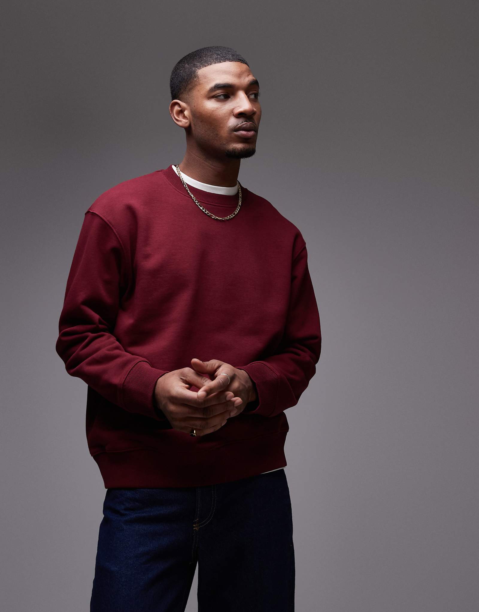 Классическая толстовка из джерси оверсайз Topman сливового цвета 13290₽