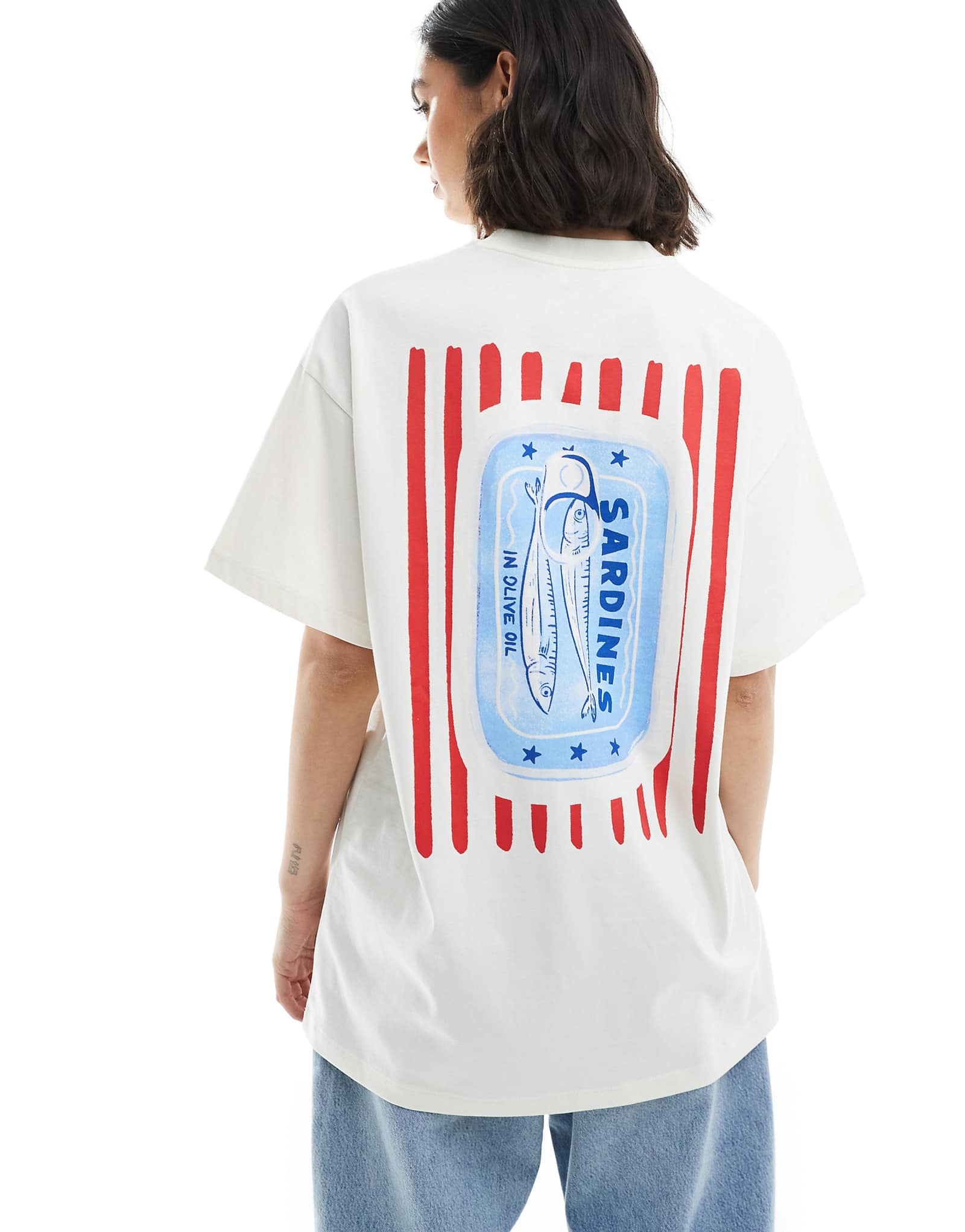 Футболка Miss Selfridge с объемным принтом в полоску сардины на спине с графическим принтом 6690₽