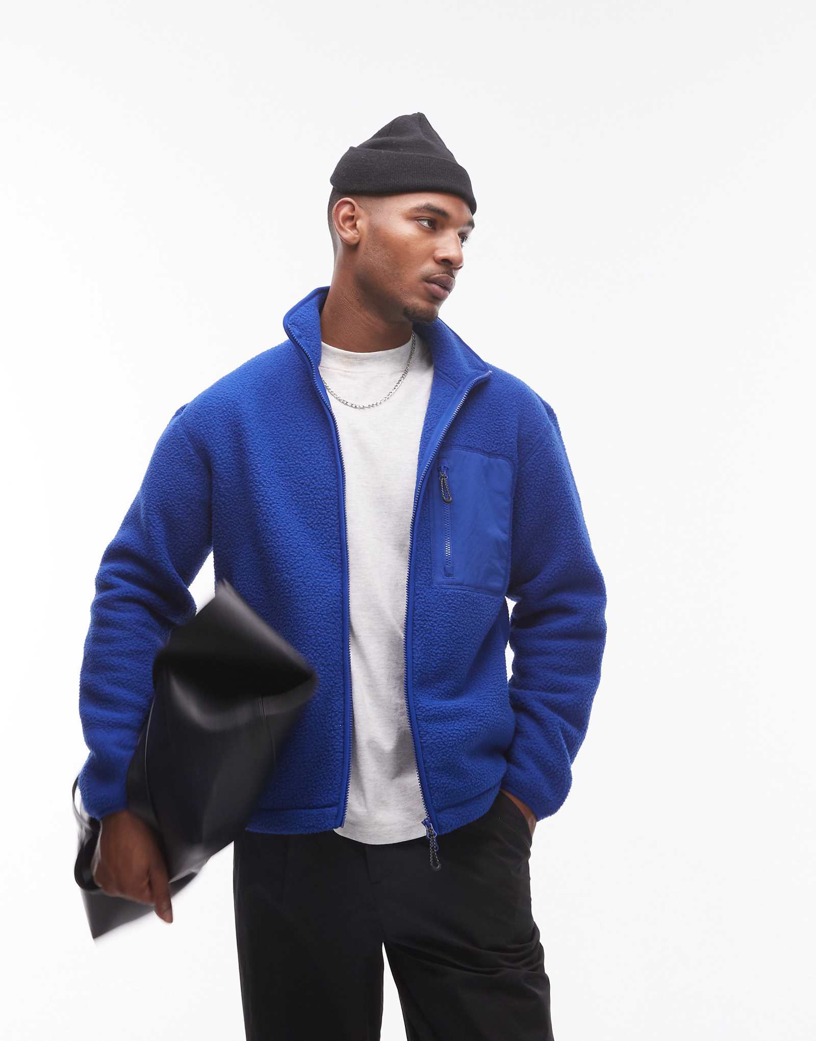 Флисовая куртка ARKET с ворсом и передним карманом на молнии ярко-синего цвета 20190₽