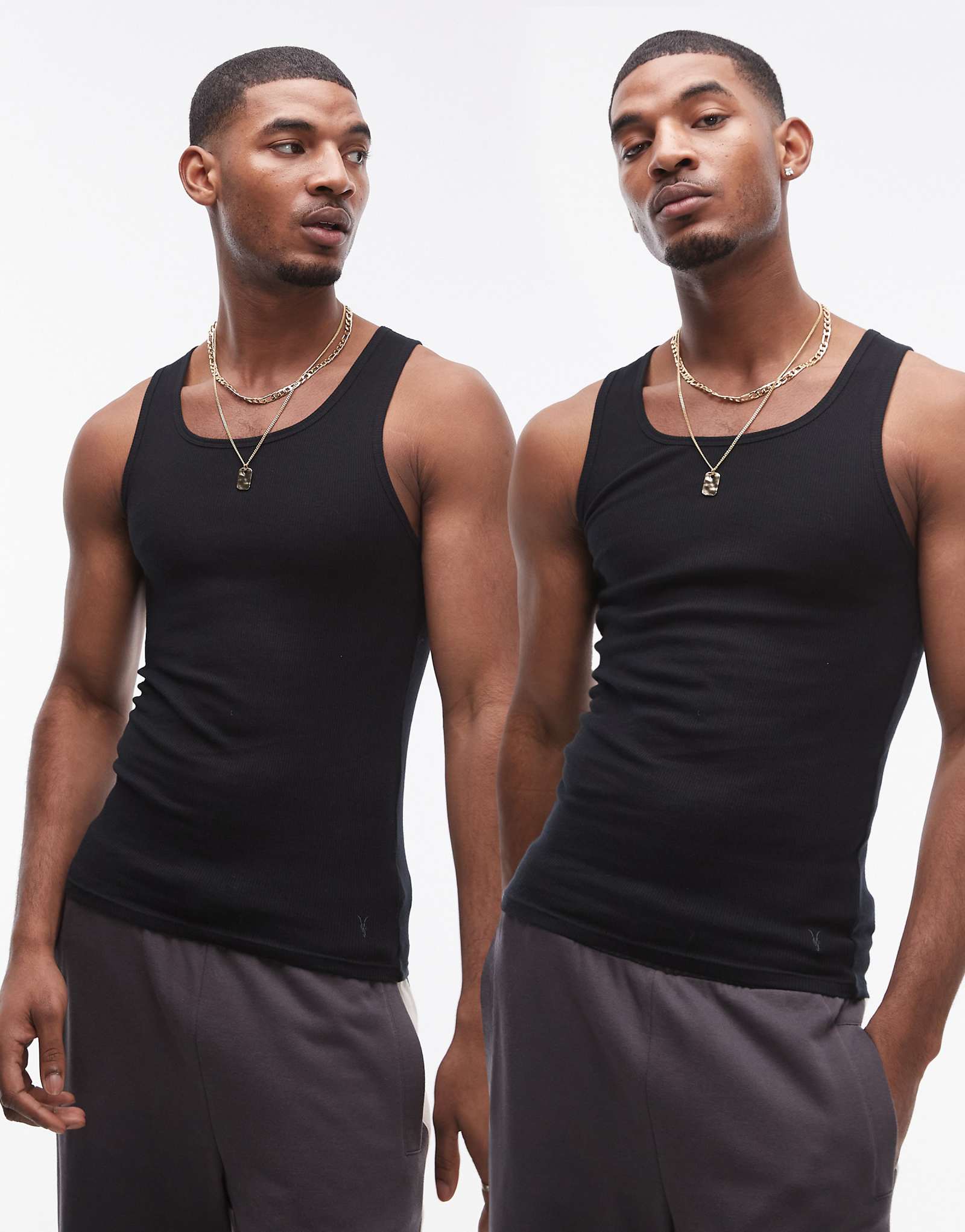 Майка в рубчик AllSaints из 2-х упаковок черного цвета 6190₽