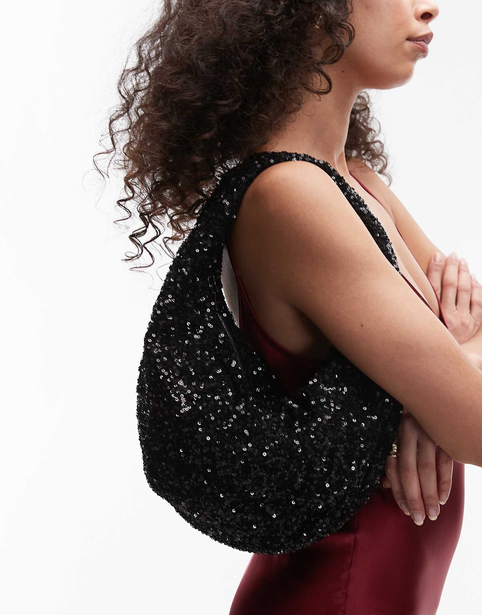 Черная сумка-захват с блестками ARKET 13590₽