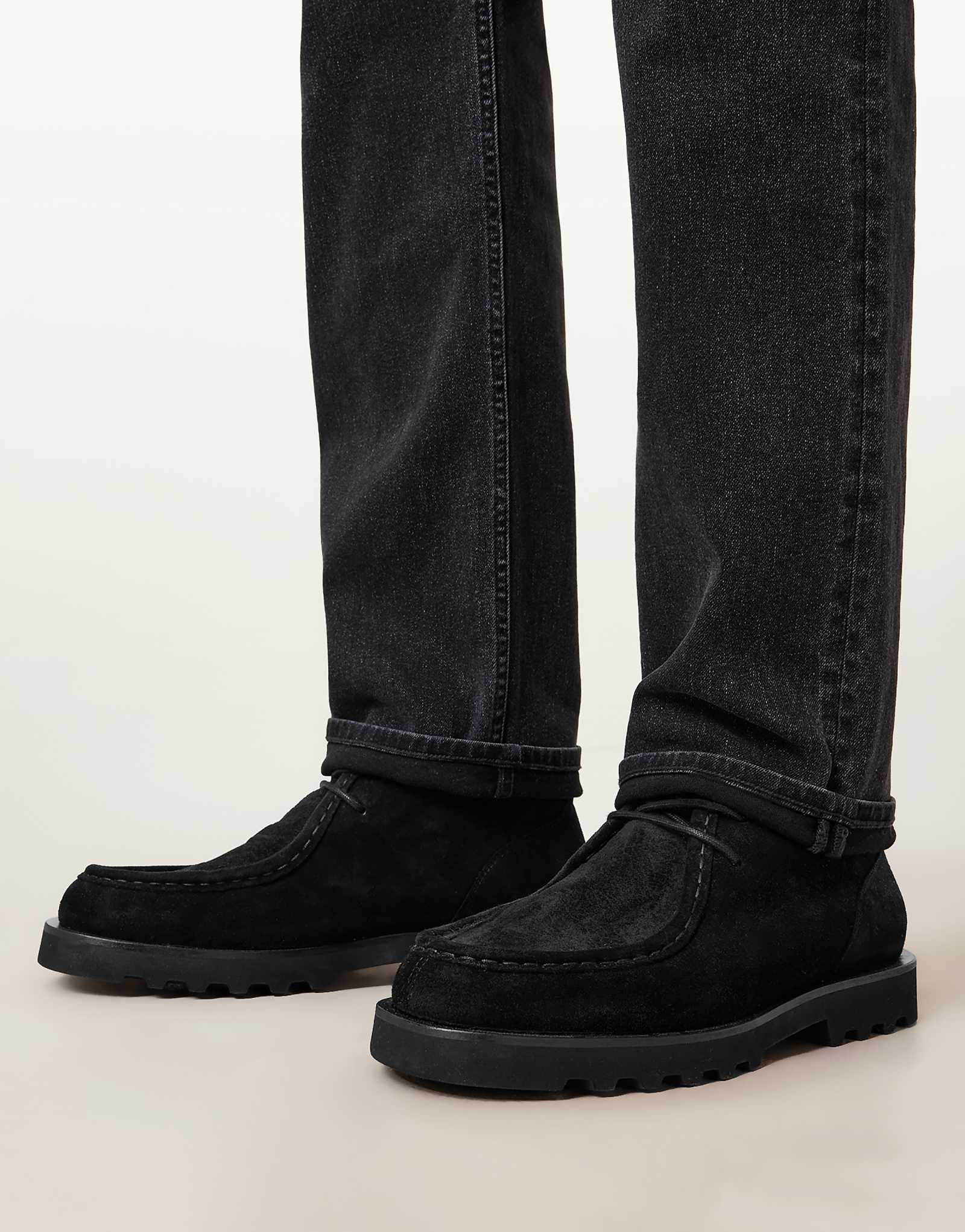 Замшевые ботинки на шнуровке AllSaints Skiff черного цвета 42790₽