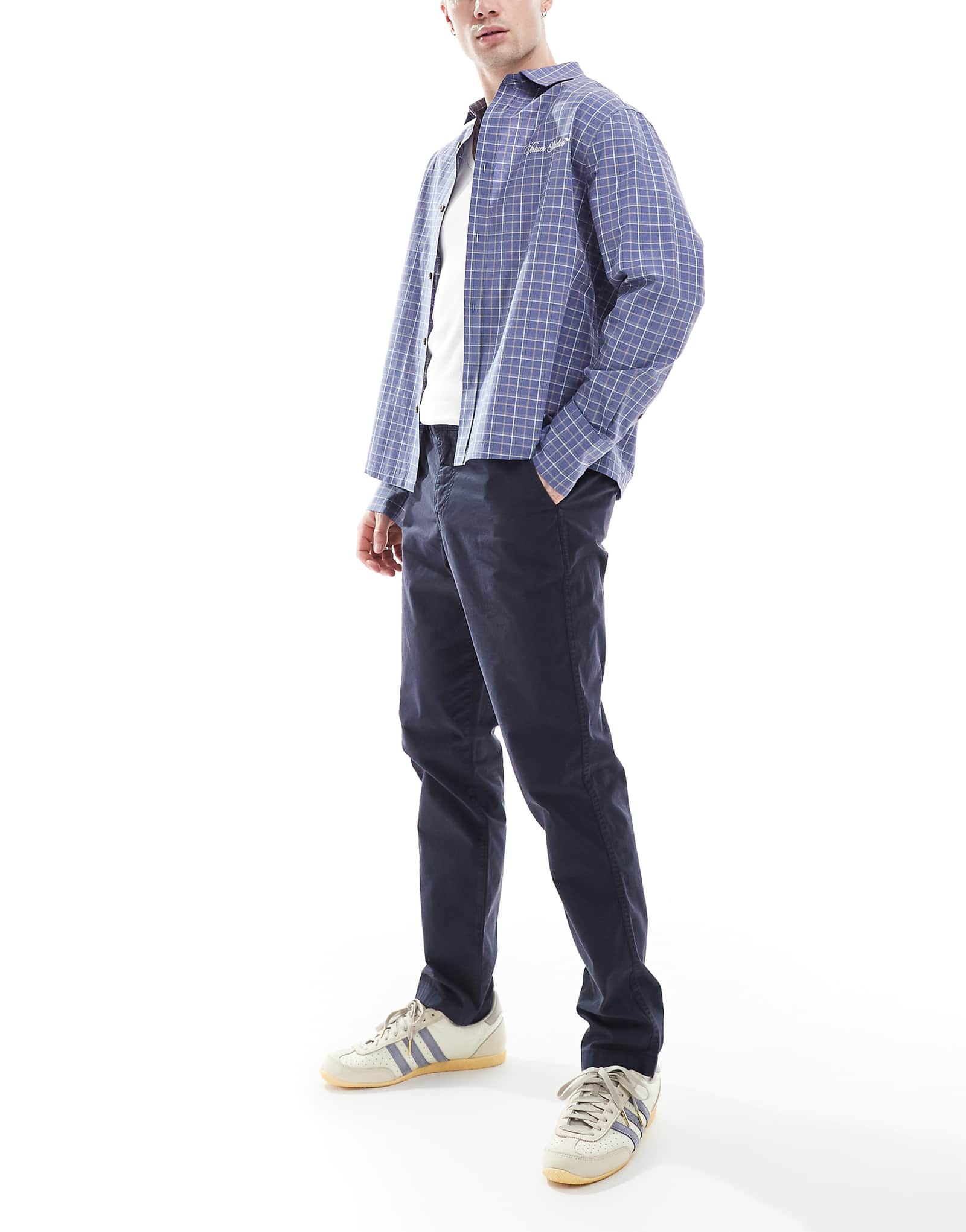 Зауженные брюки-чиносы PS Paul Smith темно-синего цвета 25290₽