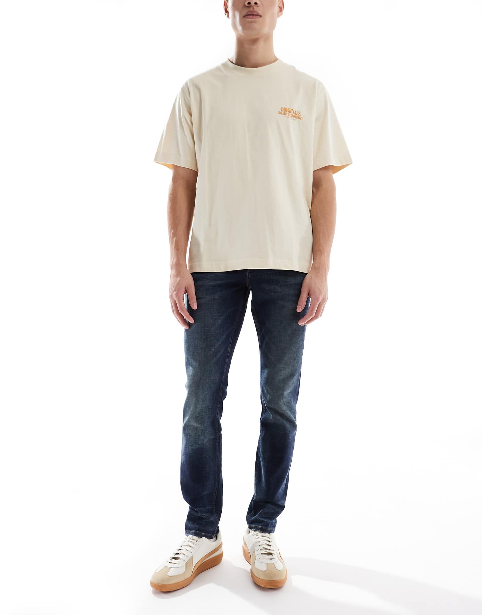 Джинсы-скинни River Island обтягивающего покроя выцветшего темно-синего цвета 6390₽