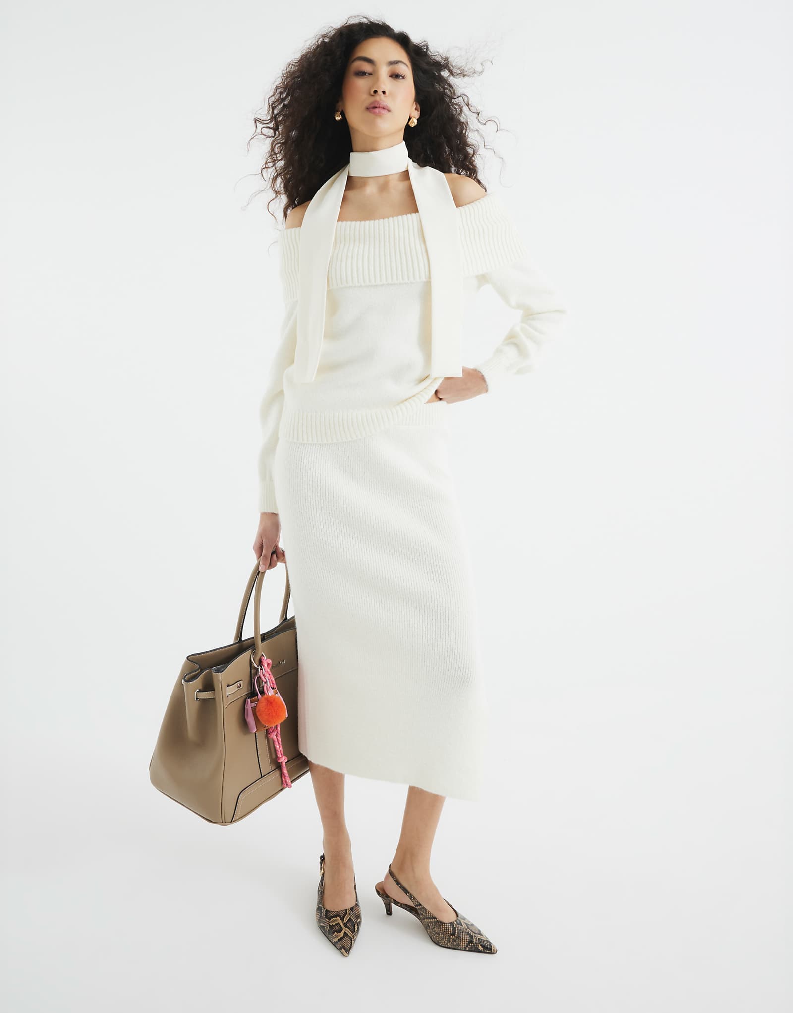 Трикотажная макси-юбка River Island кремового цвета 3690₽