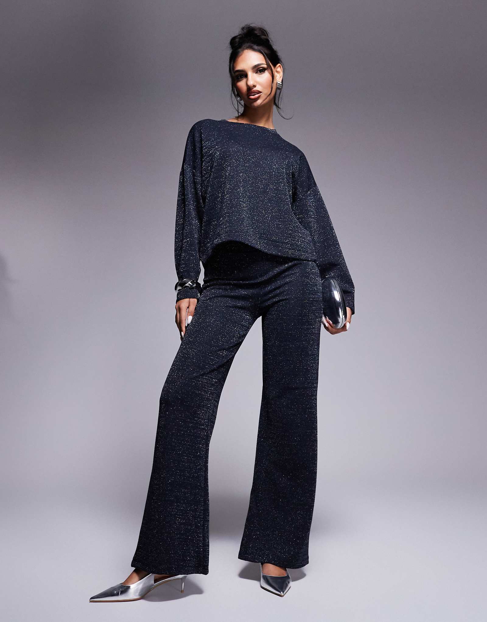 Широкие свободные брюки River Island синего цвета - часть комплекта 11790₽