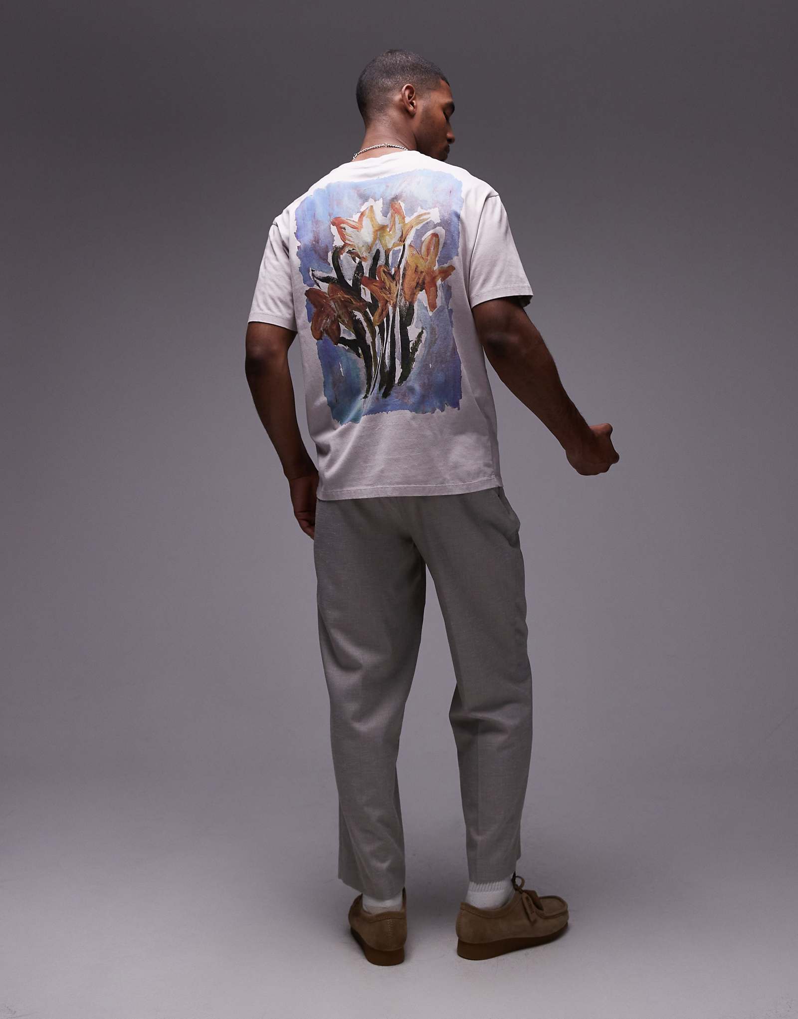 Футболка Topman oversize fit с принтом нарциссы в камне спереди и сзади 7390₽