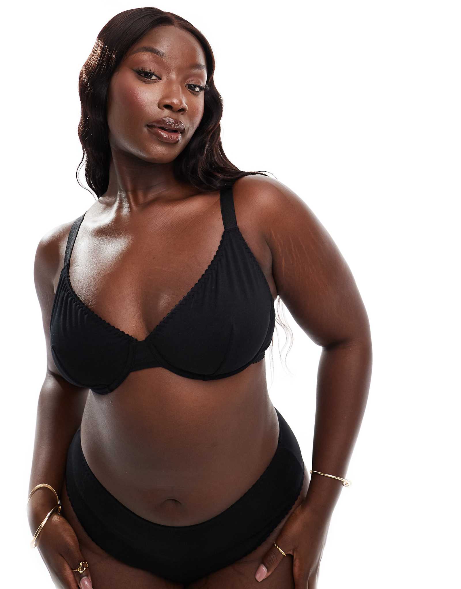 Хлопковый бюстгальтер ASOS DESIGN Curve Mila на косточках черного цвета