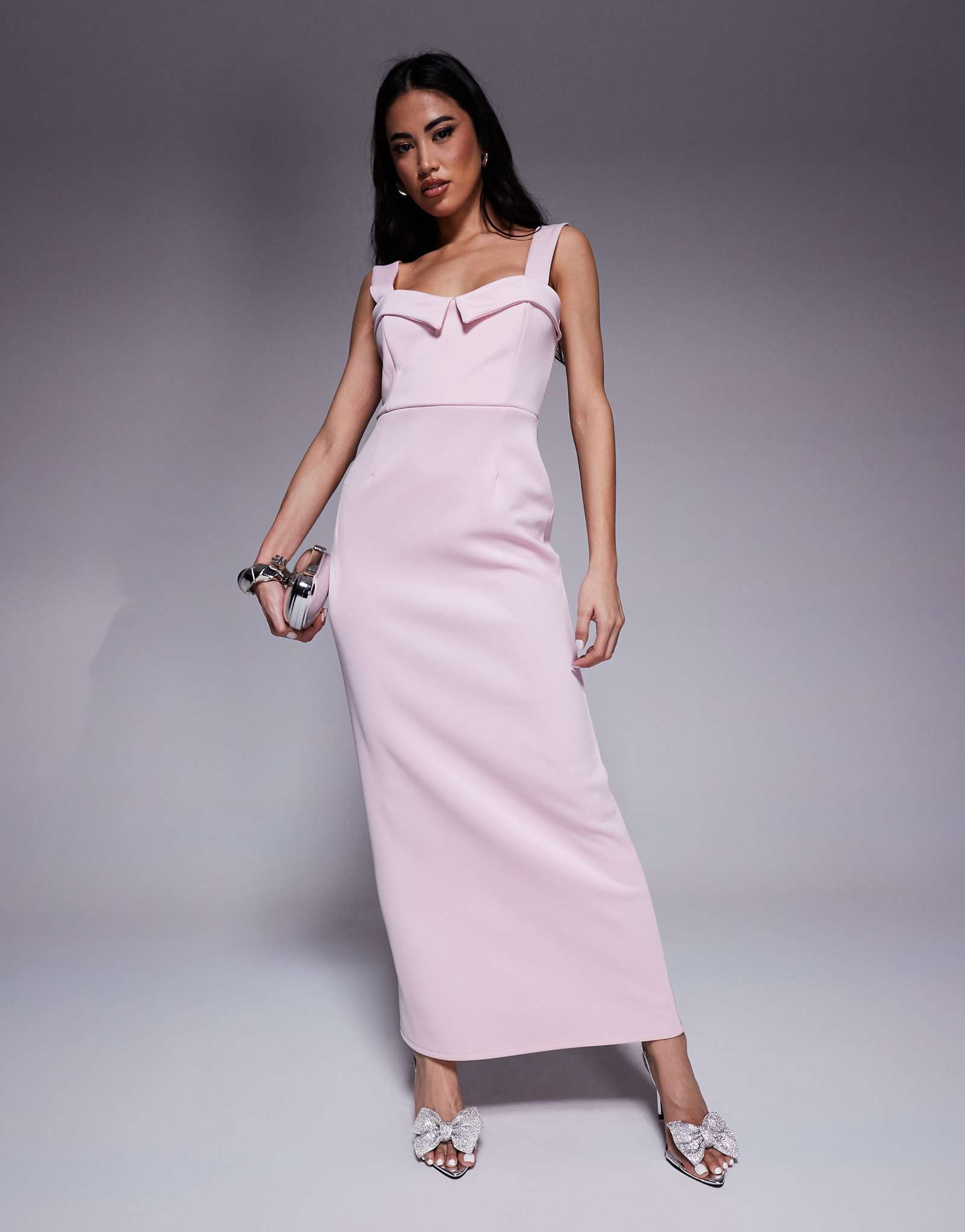 Платье миди-карандаш для подводного плавания ASOS DESIGN с чашечками светло-розового цвета 4890₽