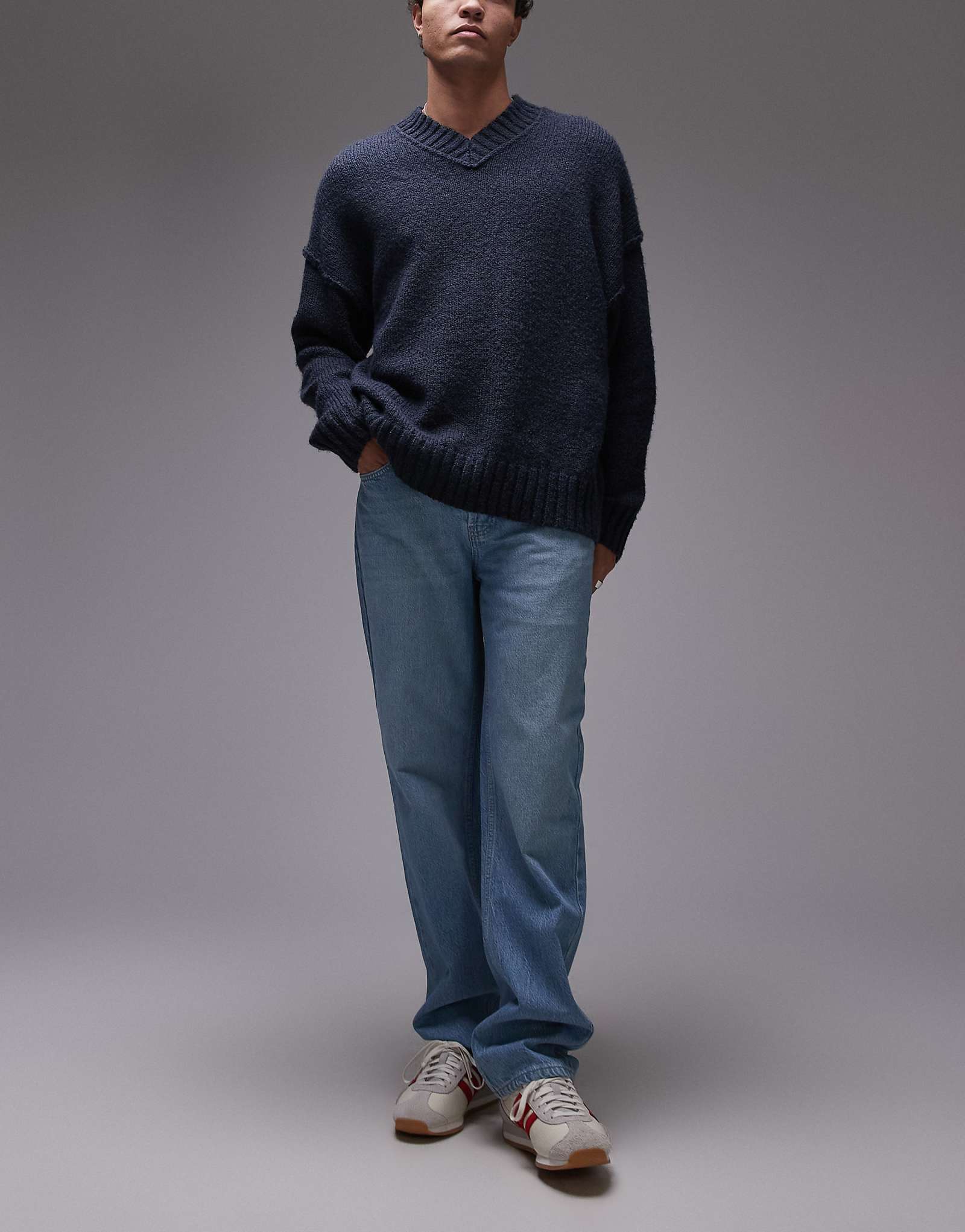 Жесткие прямые джинсы Topman светло-голубого цвета 4990₽