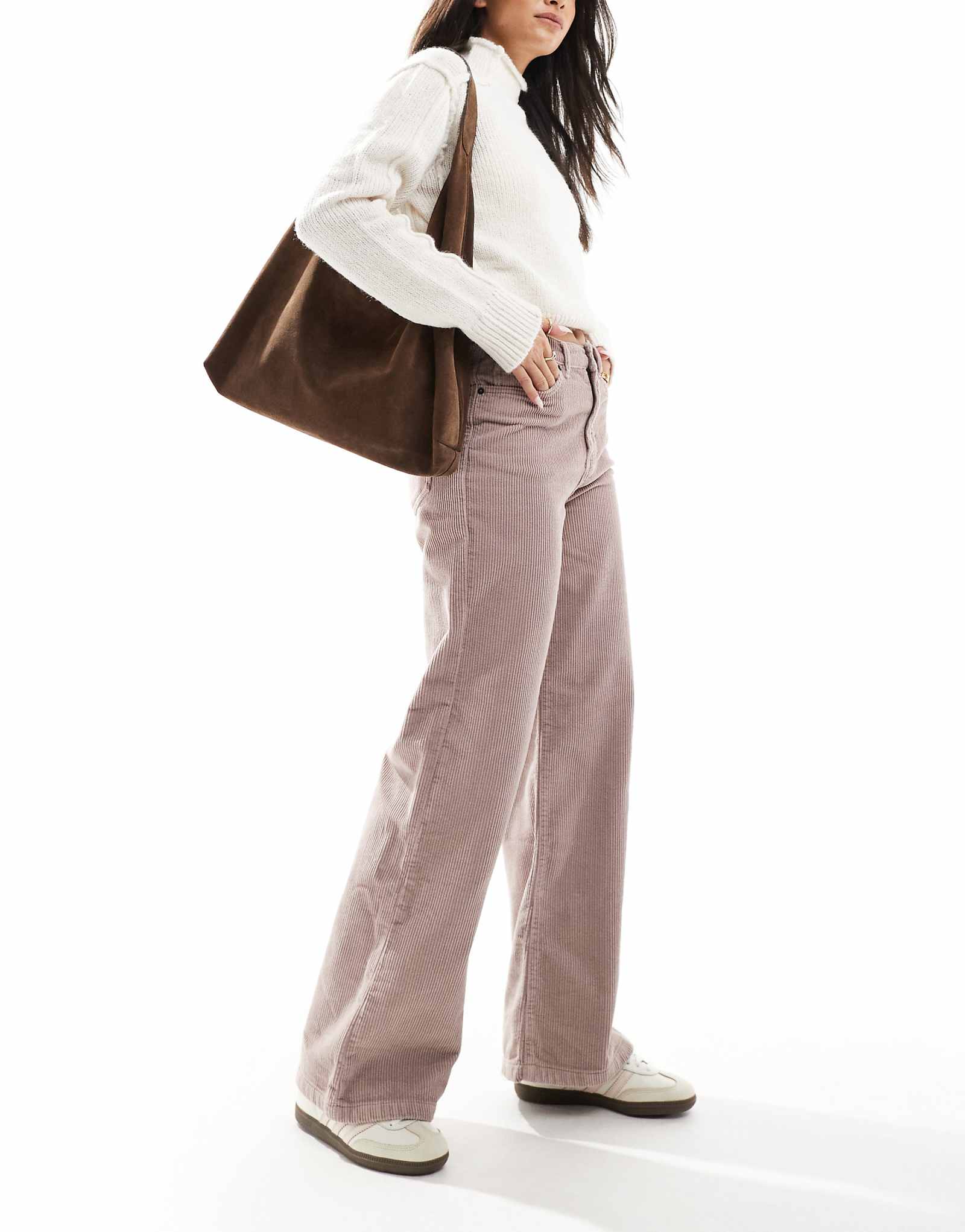 Широкие брюки DTT Silvia cord темно-серого цвета 5290₽