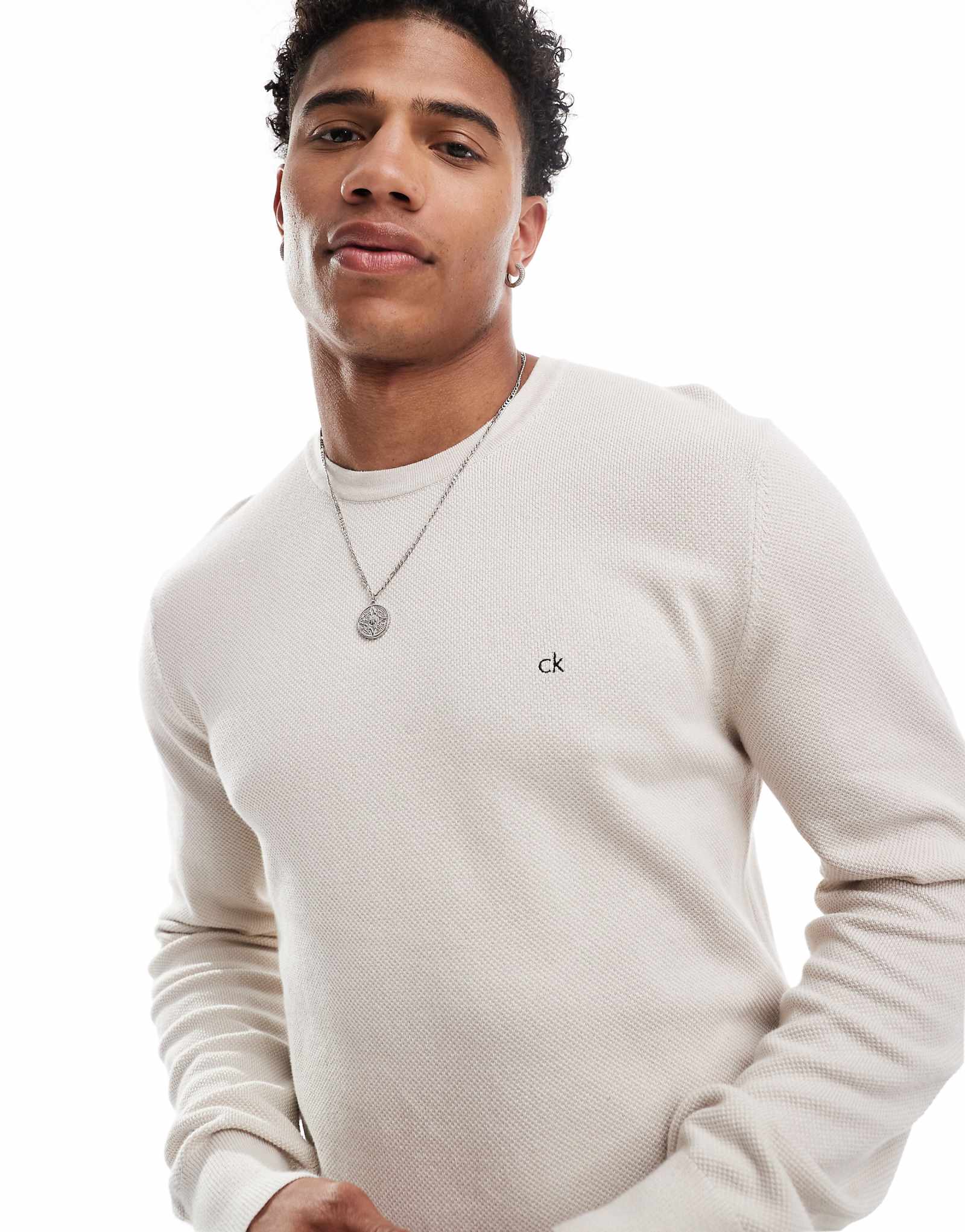 Белый свитер тонкой фактурной вязки Calvin Klein 23290₽