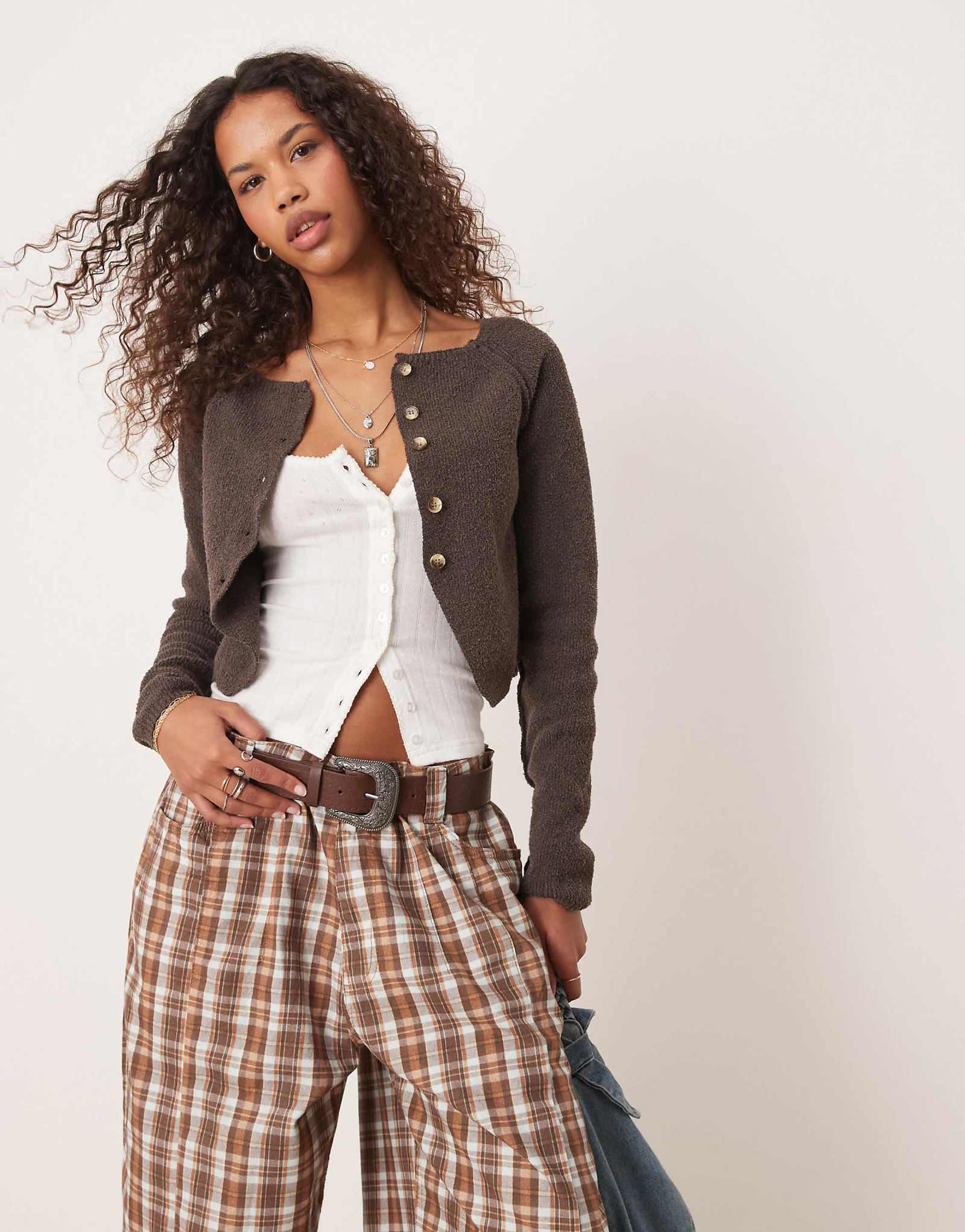 Сиднейский сморщенный кардиган Free People в шоколадном цвете 19990₽