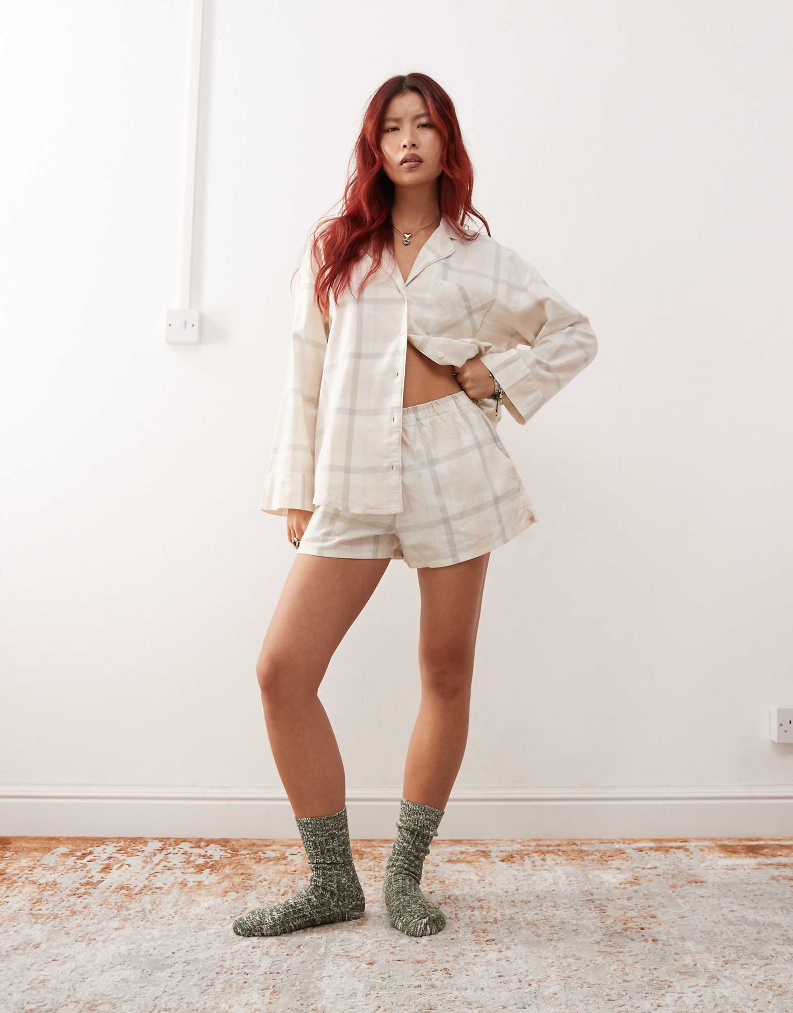 Фланелевые трусы-боксеры Monki в тональную клетку - часть комплекта 8190₽