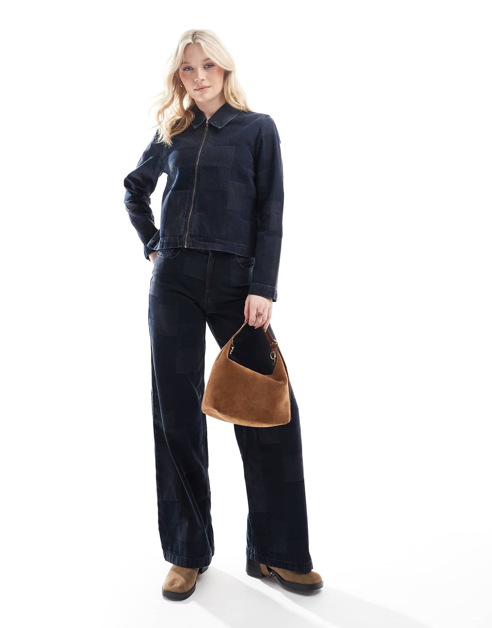 Широкие джинсы в стиле пэчворк Vero Moda Remy из темно-синего денима - часть комплекта 13190₽