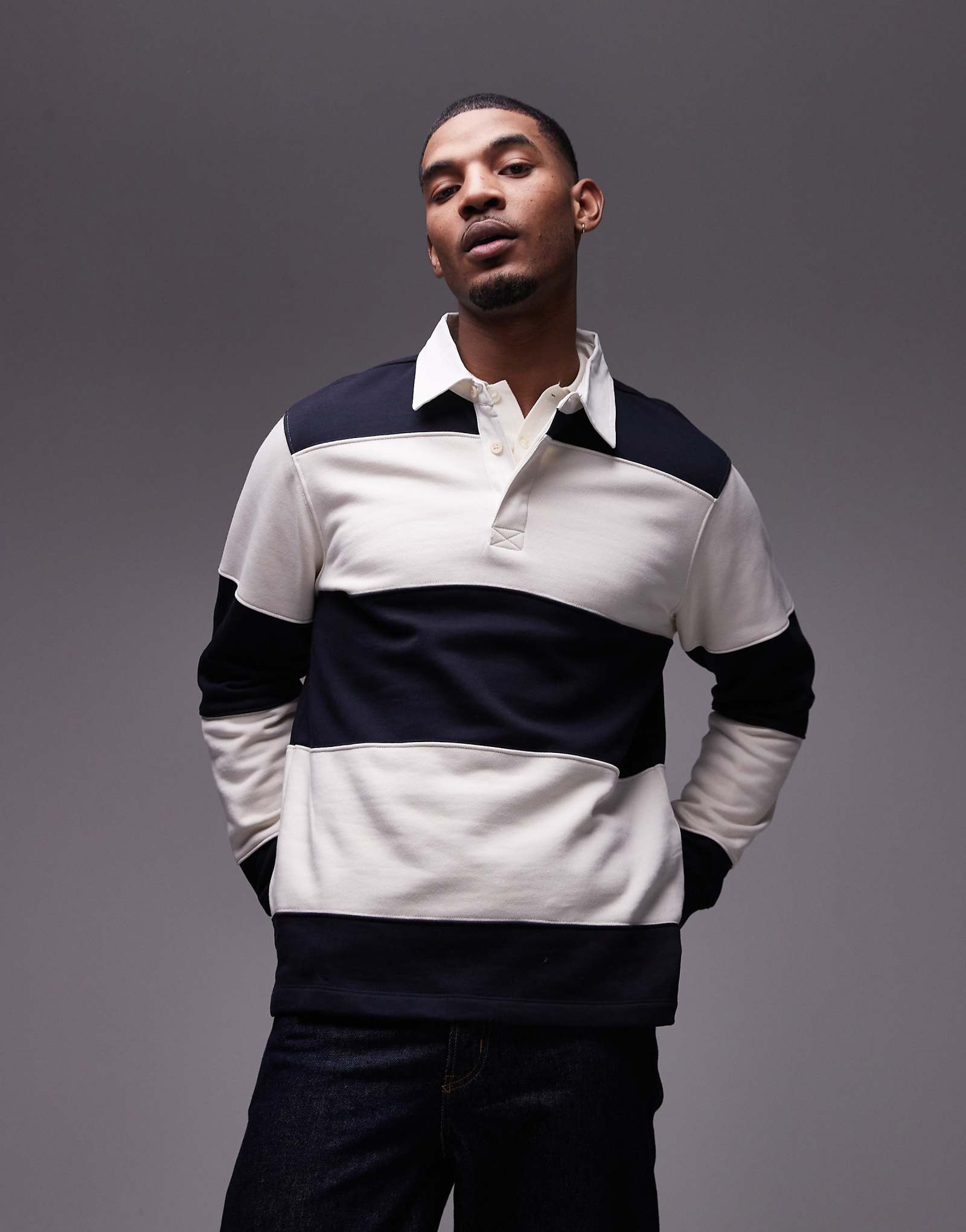 Рубашка-поло для регби Mango в темно-белую полоску 13290₽