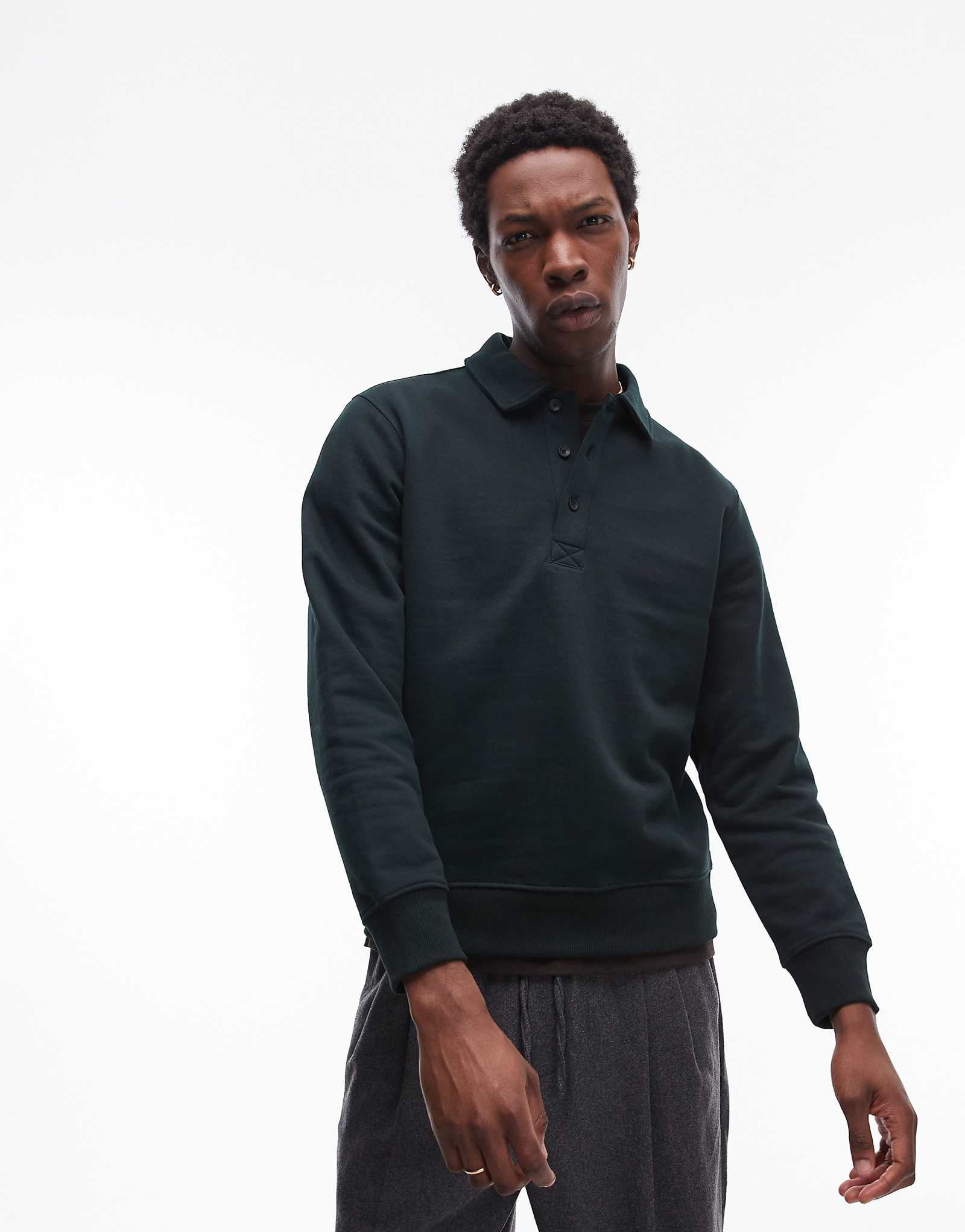 Толстовка-поло Mango темно-зеленого цвета 11390₽