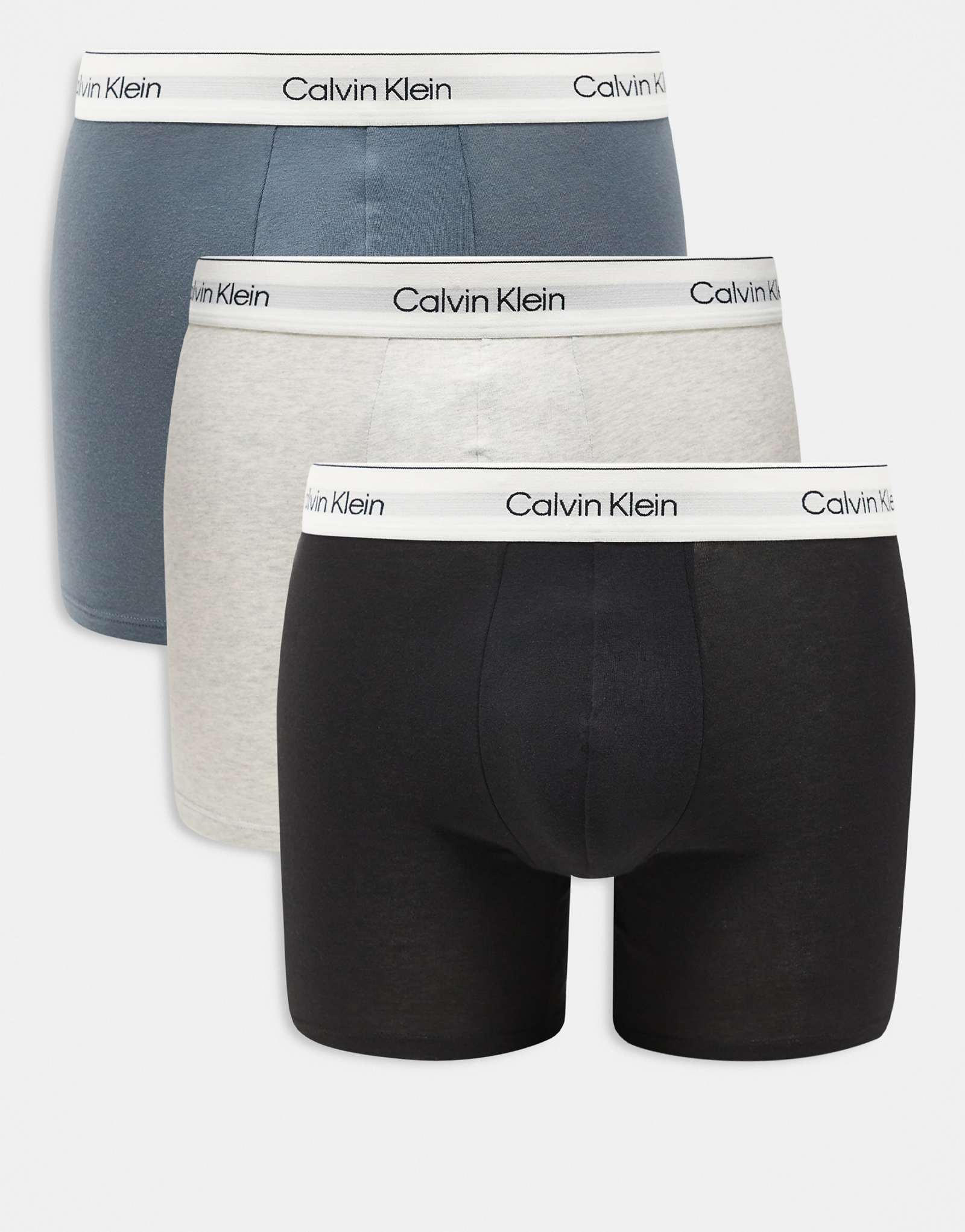 Трусы-боксеры Calvin Klein Modern Cotton из 3-х упаковок синегосерогочерного цвета 9190₽