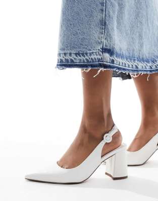 Туфли Sutton на среднем каблуке с открытой пяткой ASOS DESIGN из белого крокодилового материала